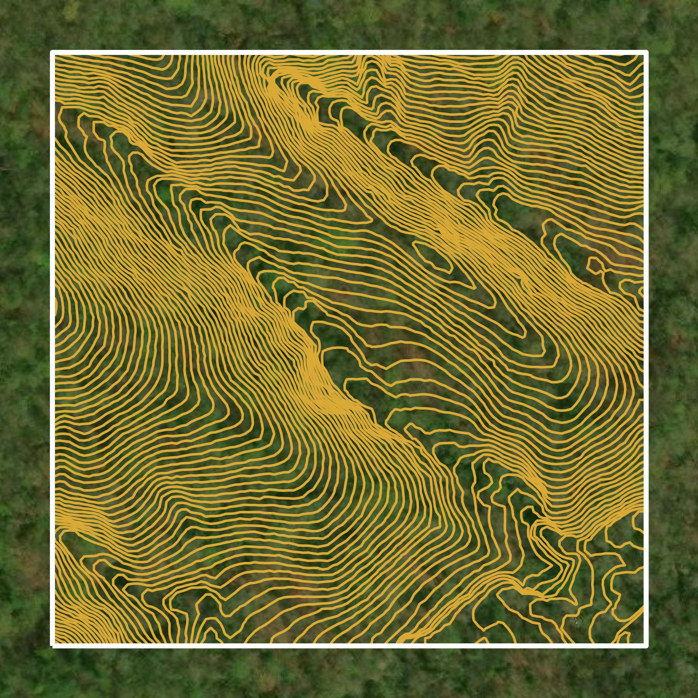 This image shows a contour map in Transylvania County created using GIS data in Equator.