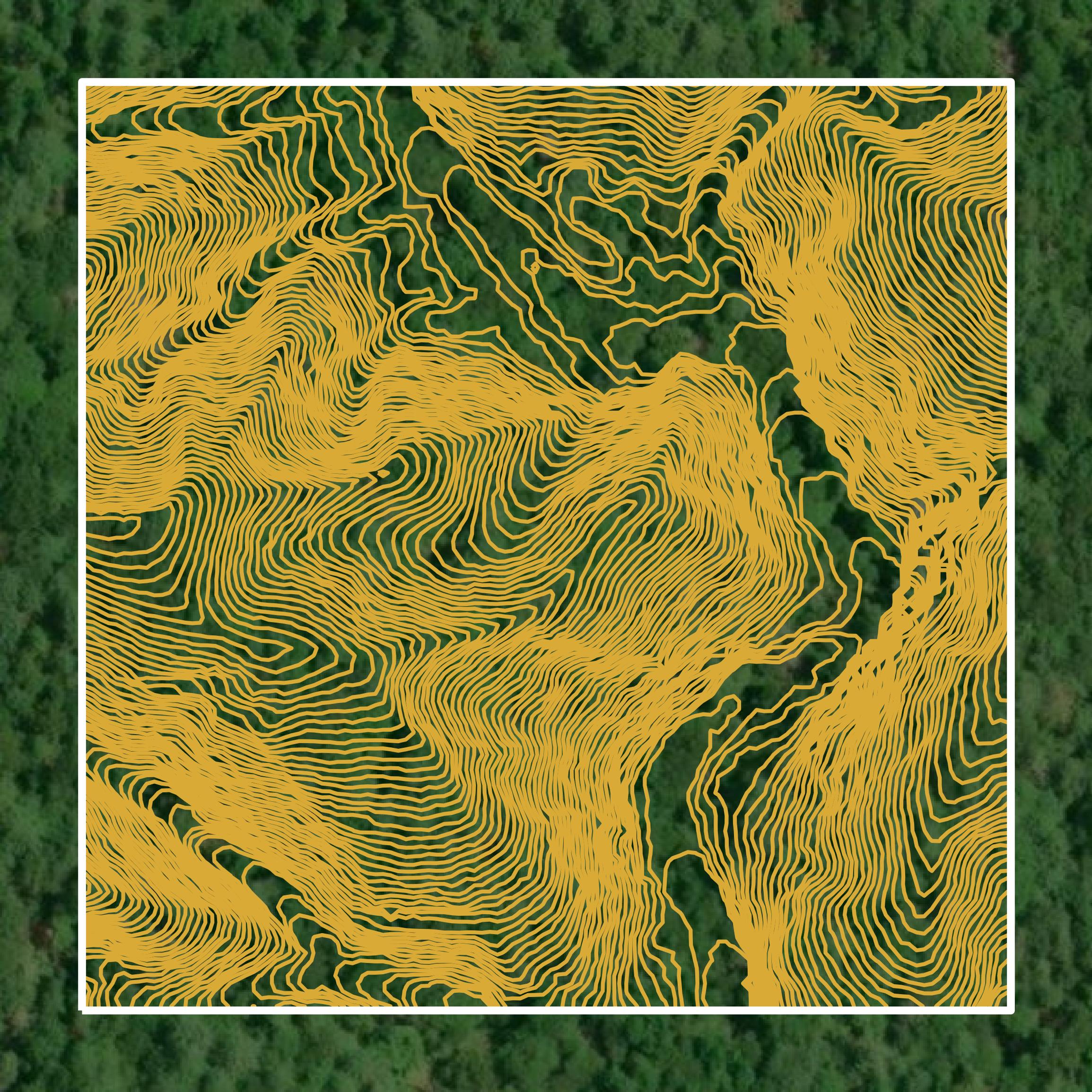 This image shows a contour map in Transylvania County created using GIS data in Equator.