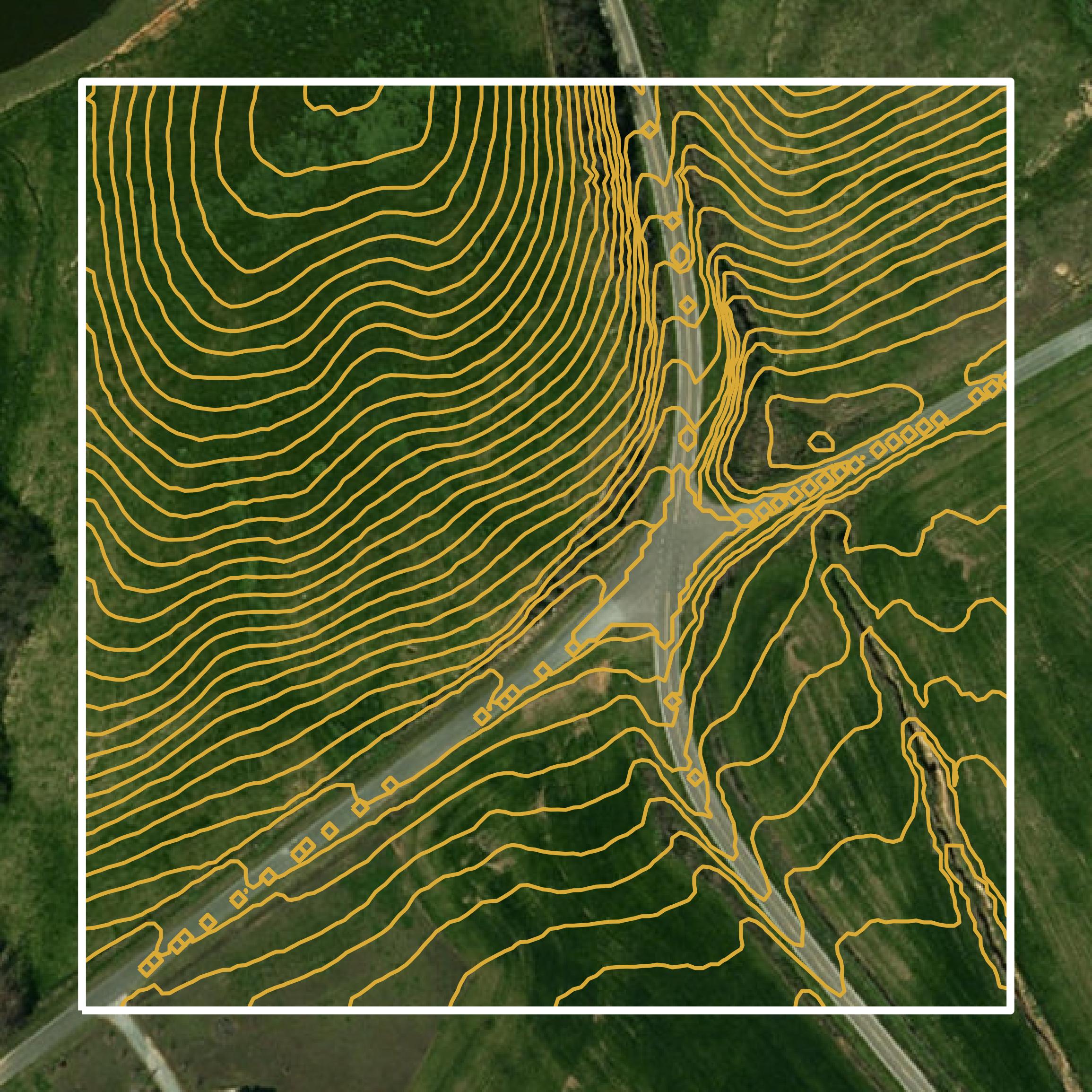 This image shows a contour map in Union County created using GIS data in Equator.