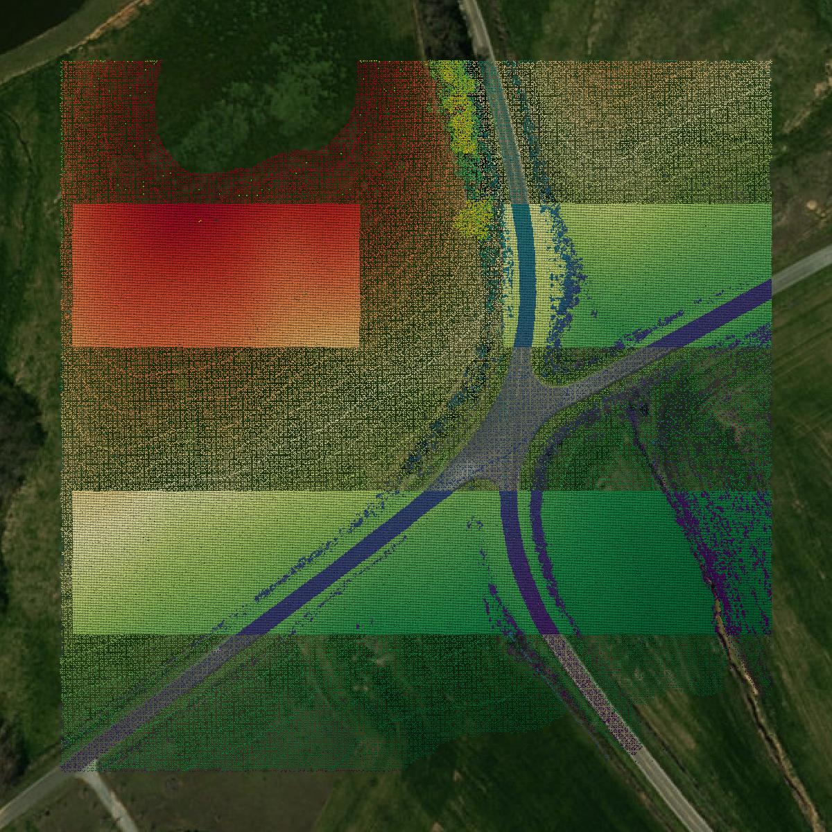 This image shows a LiDAR point cloud in Union County created using GIS data in Equator.