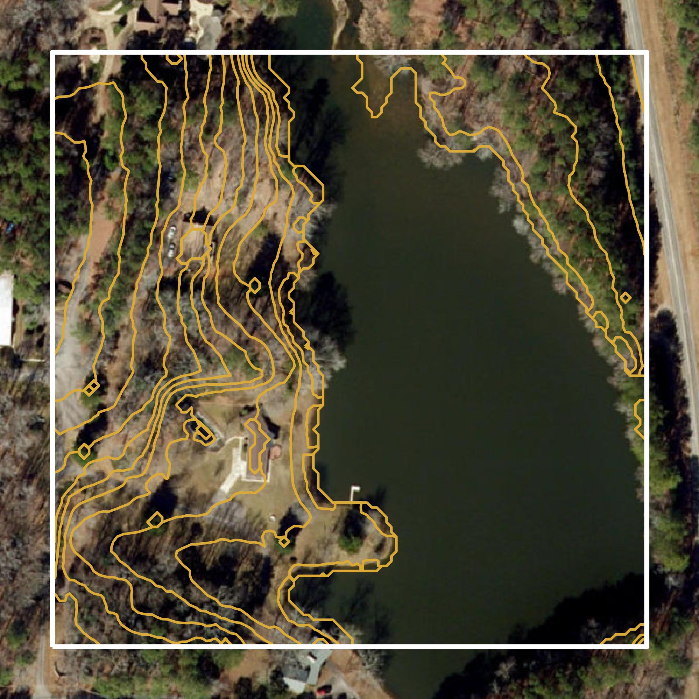This image shows a contour map in Wake County created using GIS data in Equator.