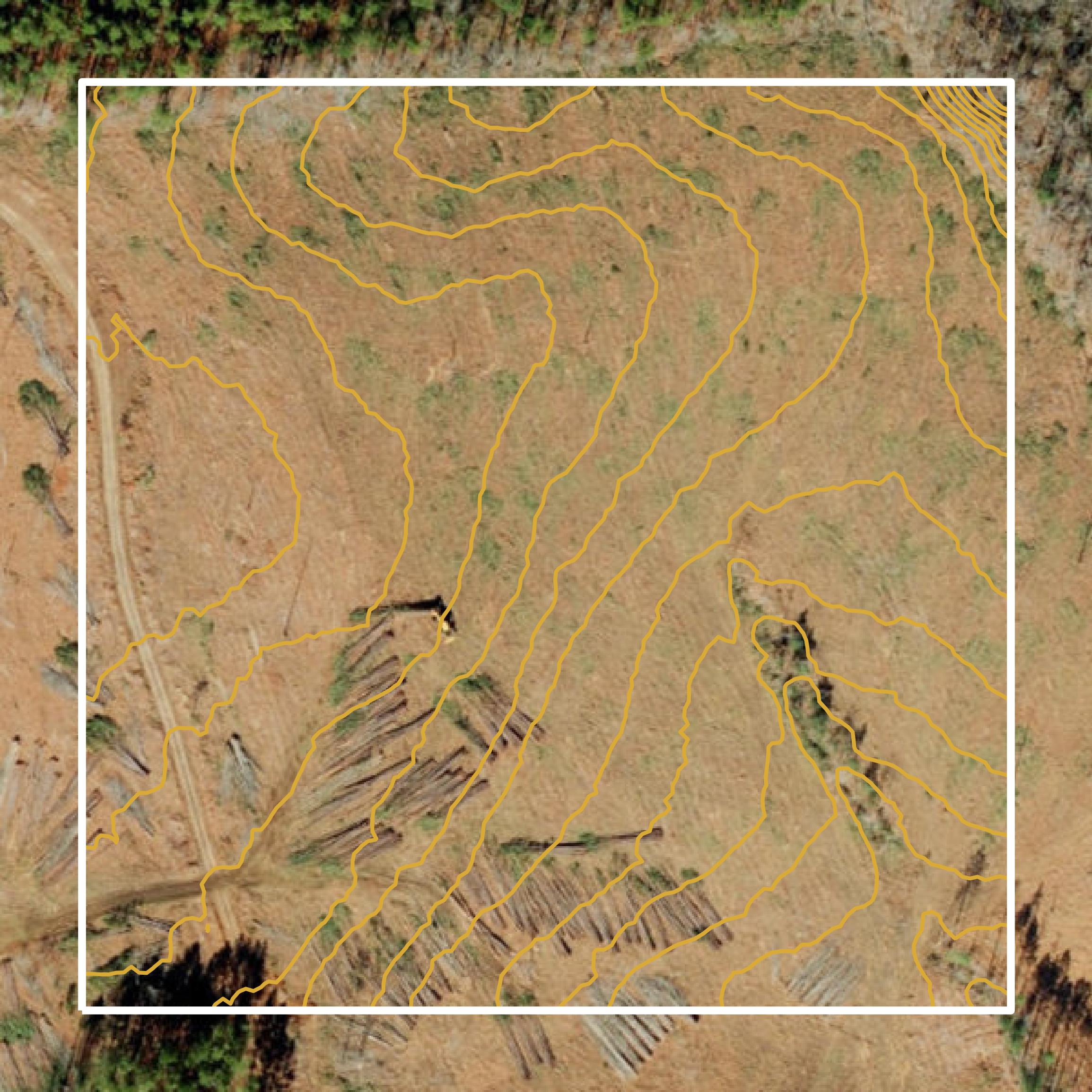 This image shows a contour map in Warren County created using GIS data in Equator.