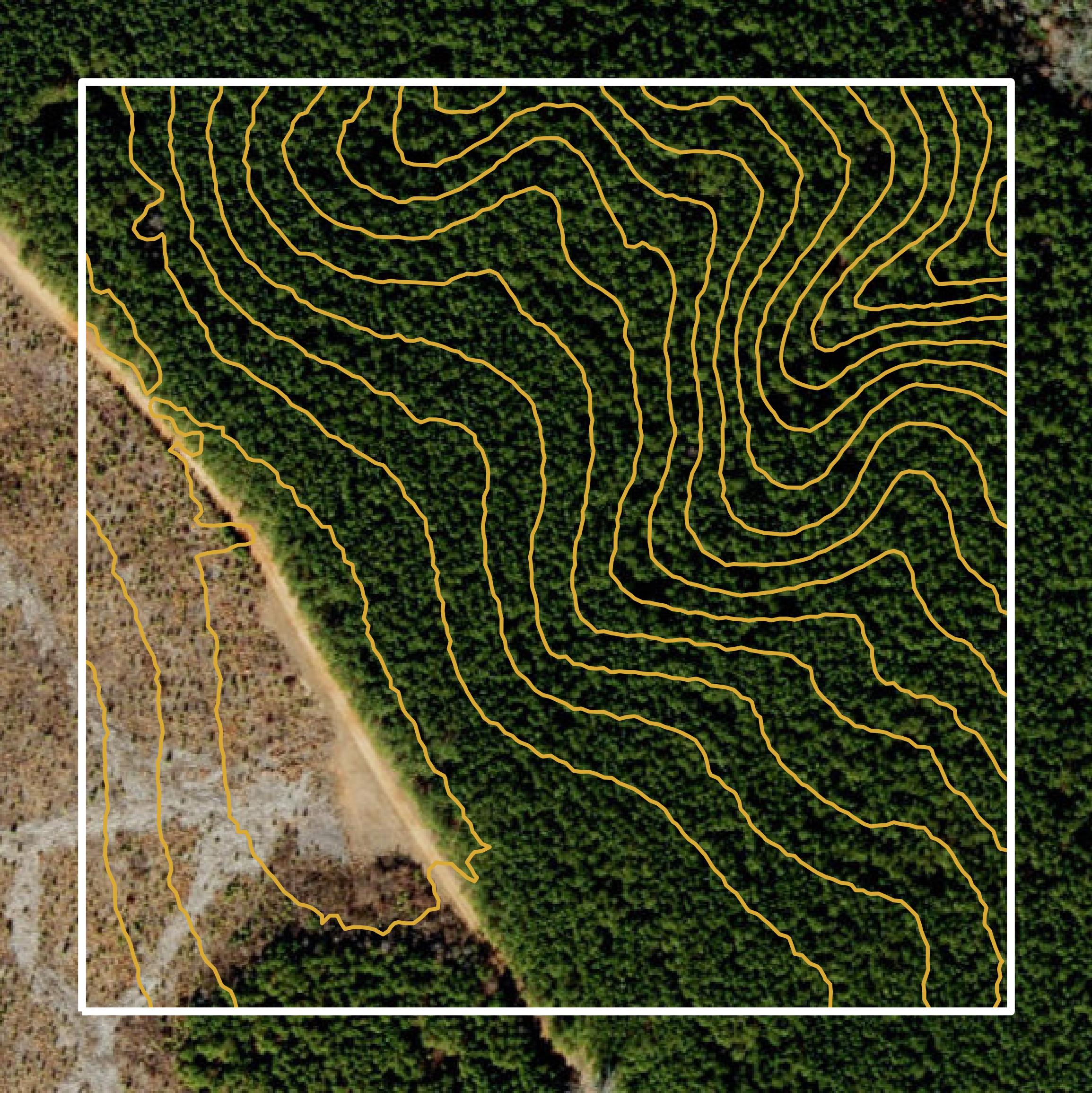 This image shows a contour map in Warren County created using GIS data in Equator.
