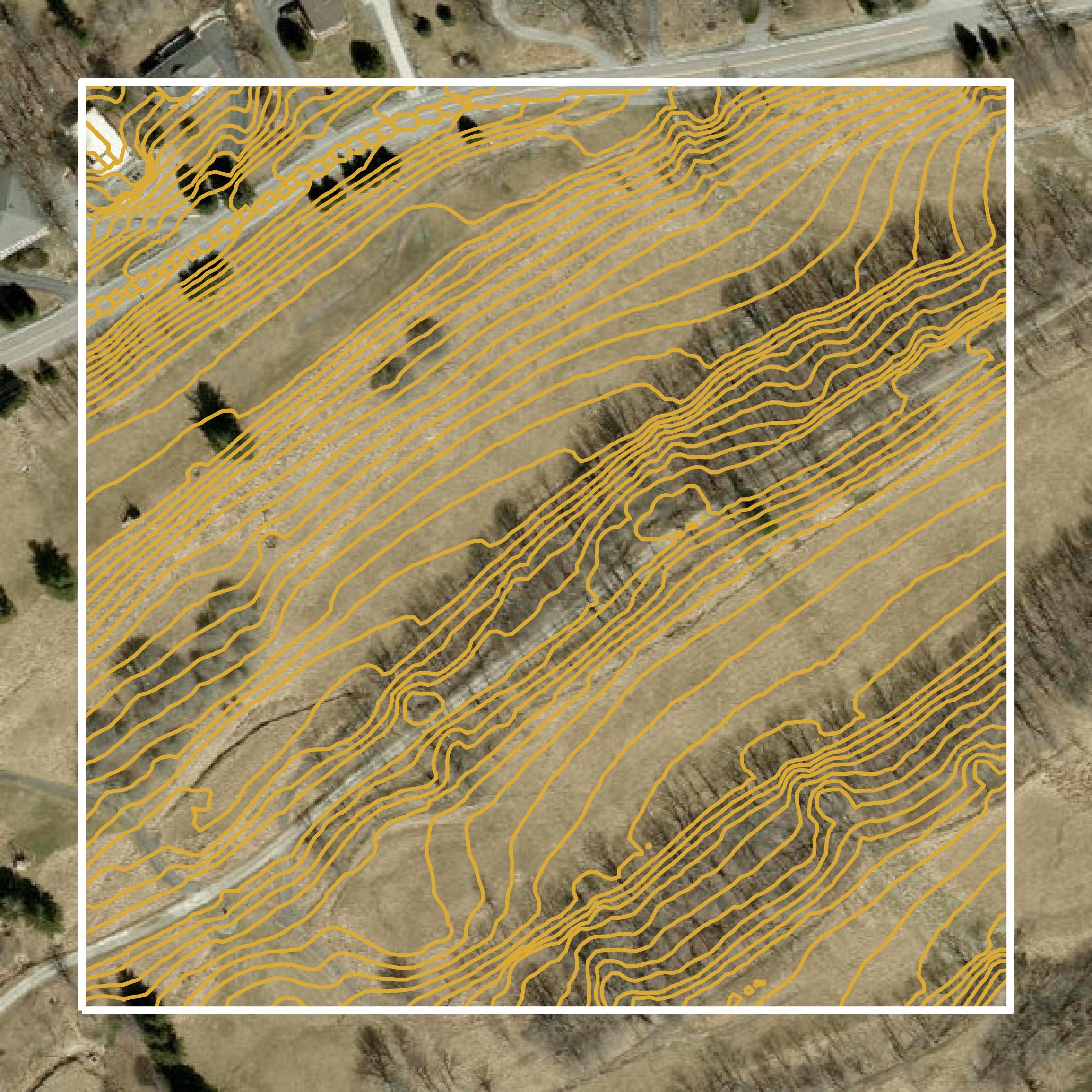 This image shows a contour map in Watauga County created using GIS data in Equator.