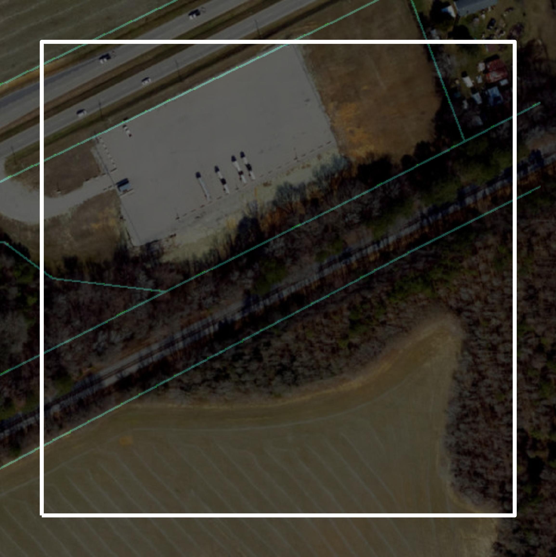 This image shows parcel and building data in Wilson County created using GIS data in Equator.