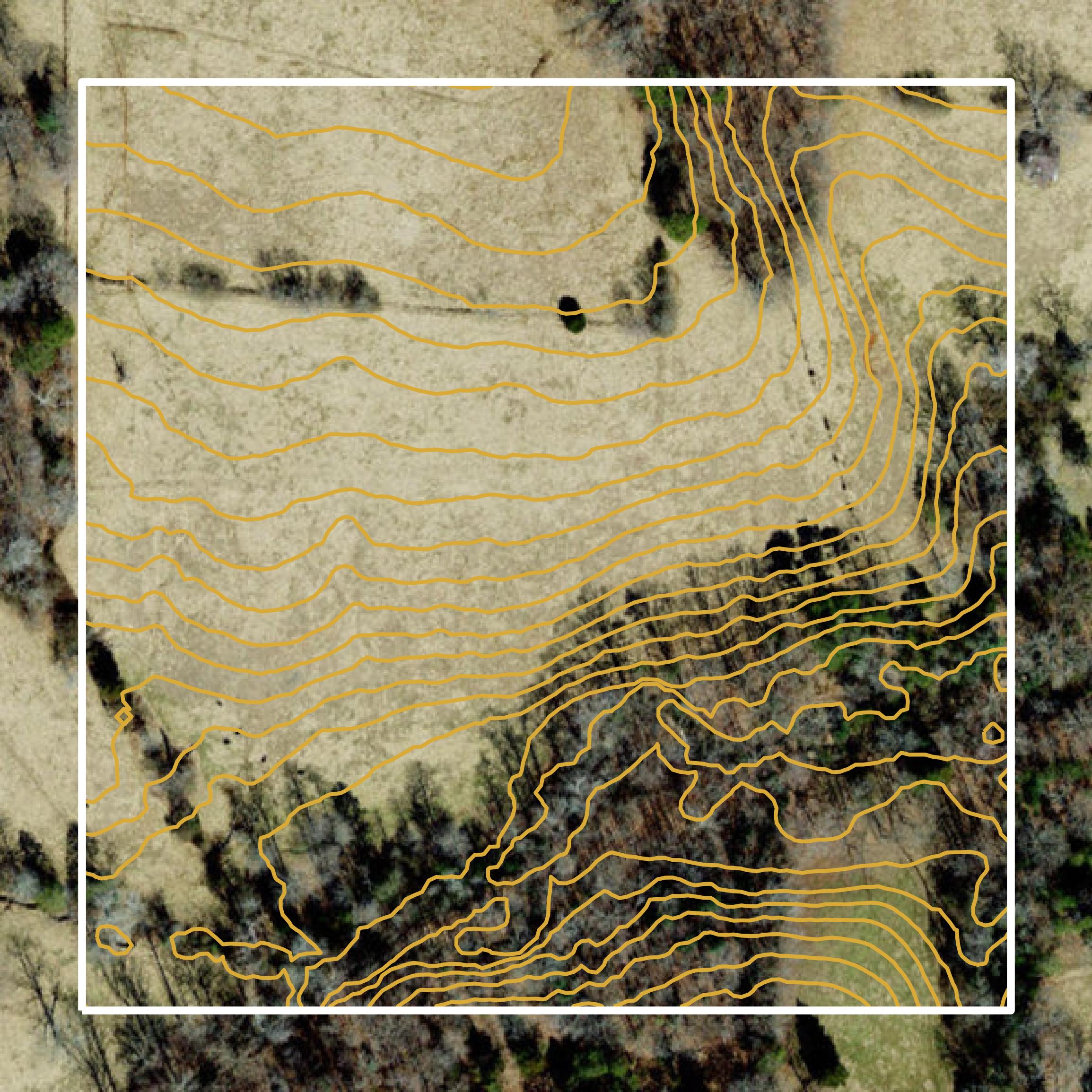 This image shows a contour map in Yadkin County created using GIS data in Equator.