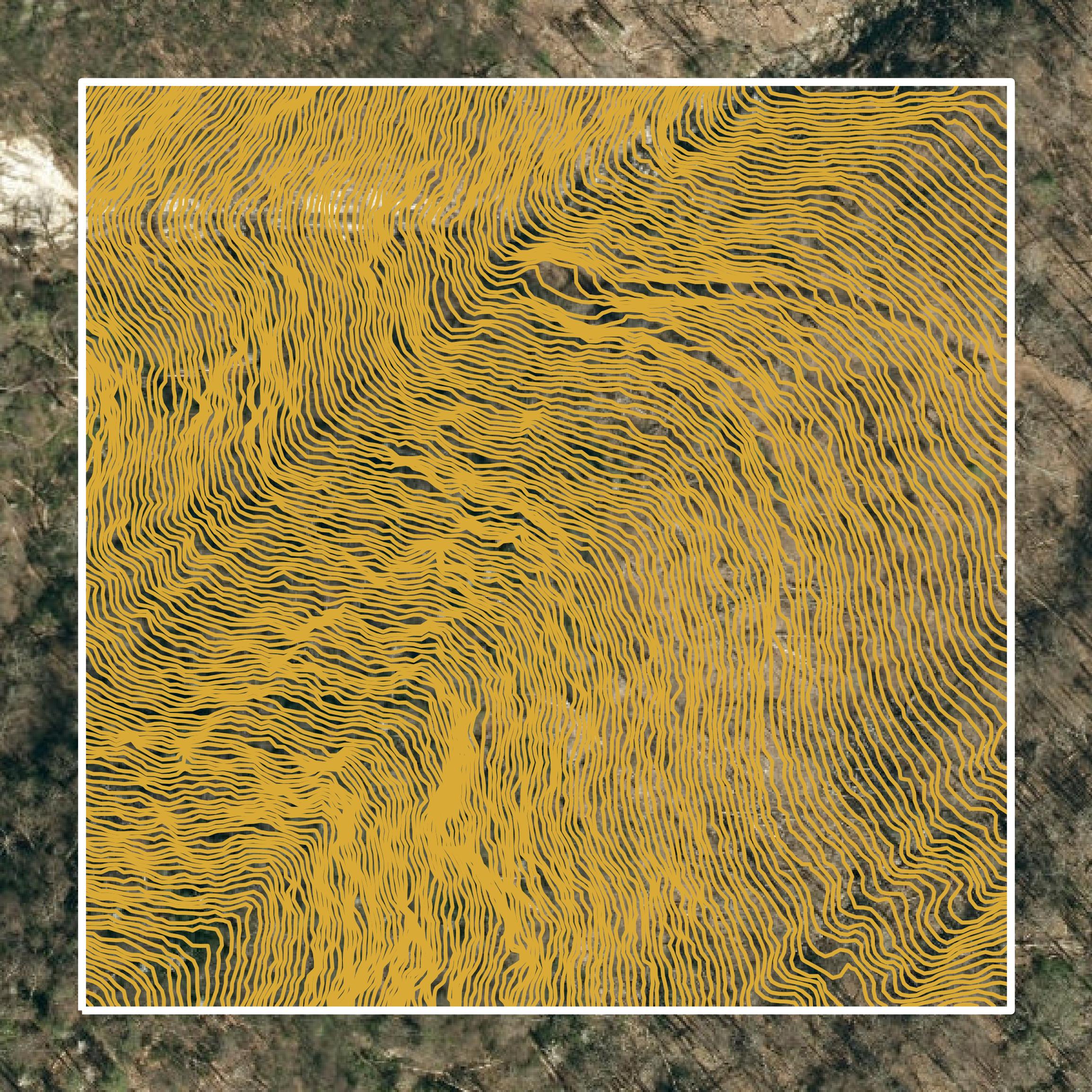 This image shows a contour map in Yancey County created using GIS data in Equator.