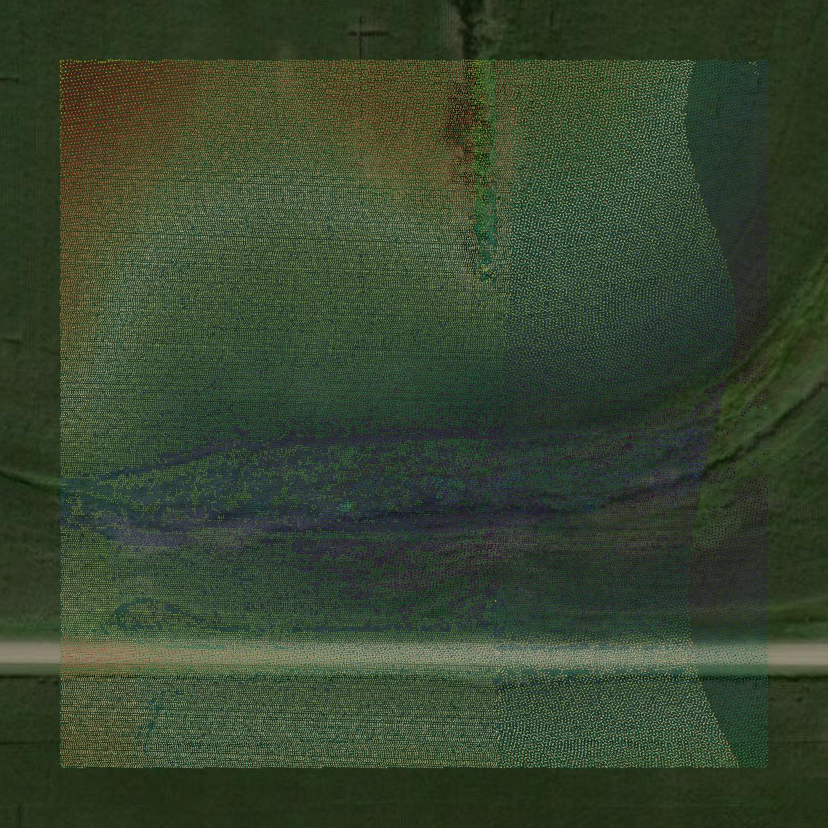This image shows a LiDAR point cloud in Barnes County created using GIS data in Equator.