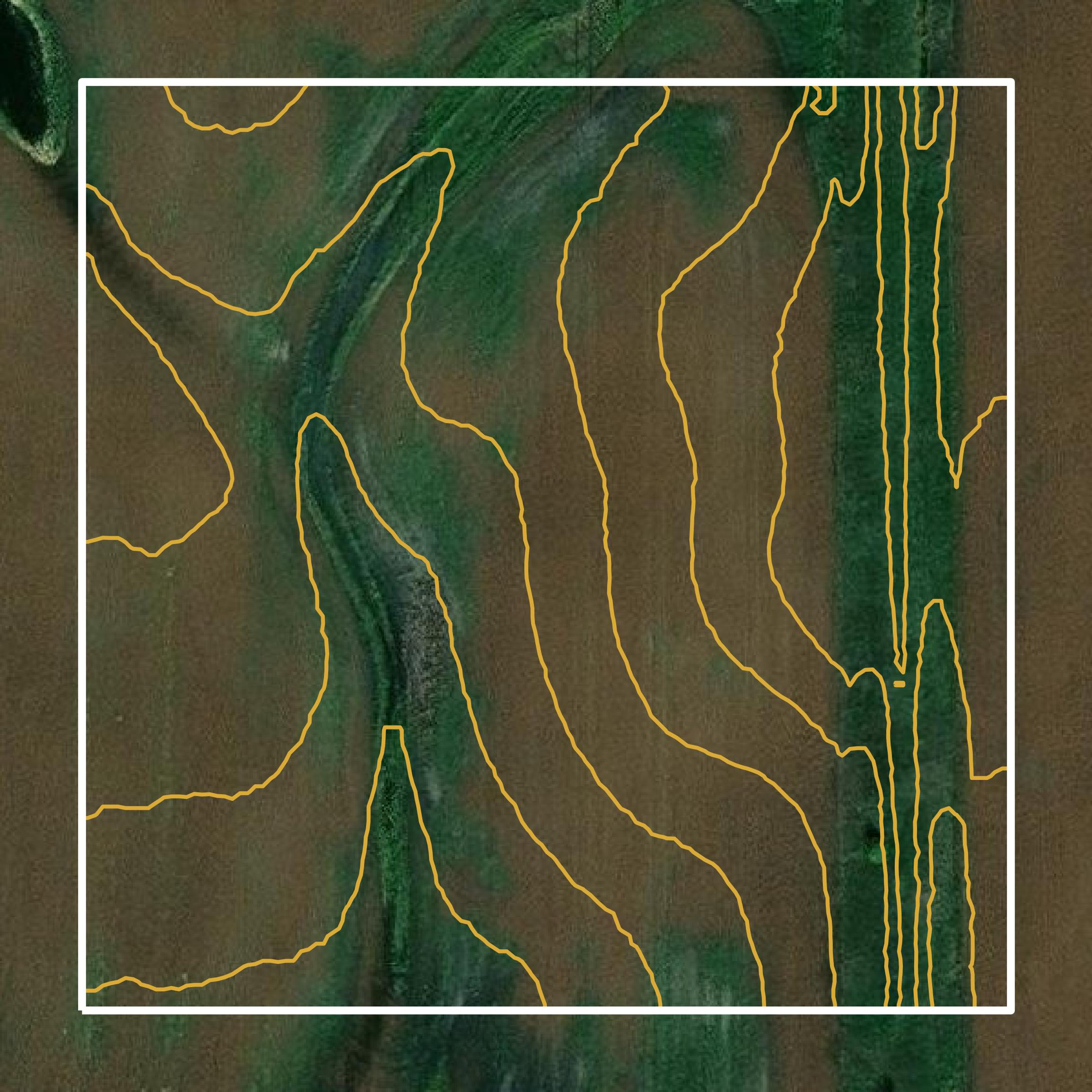 This image shows a contour map in Benson County created using GIS data in Equator.
