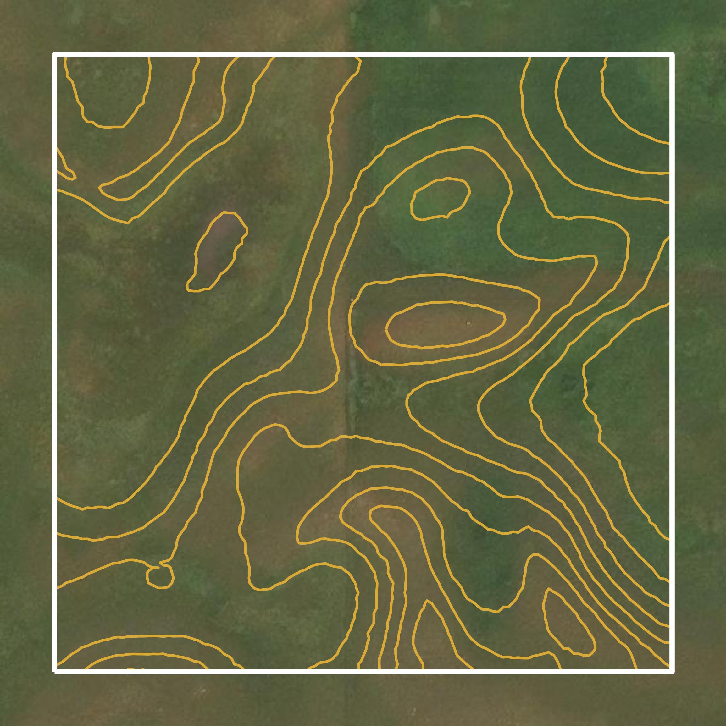 This image shows a contour map in Burke County created using GIS data in Equator.