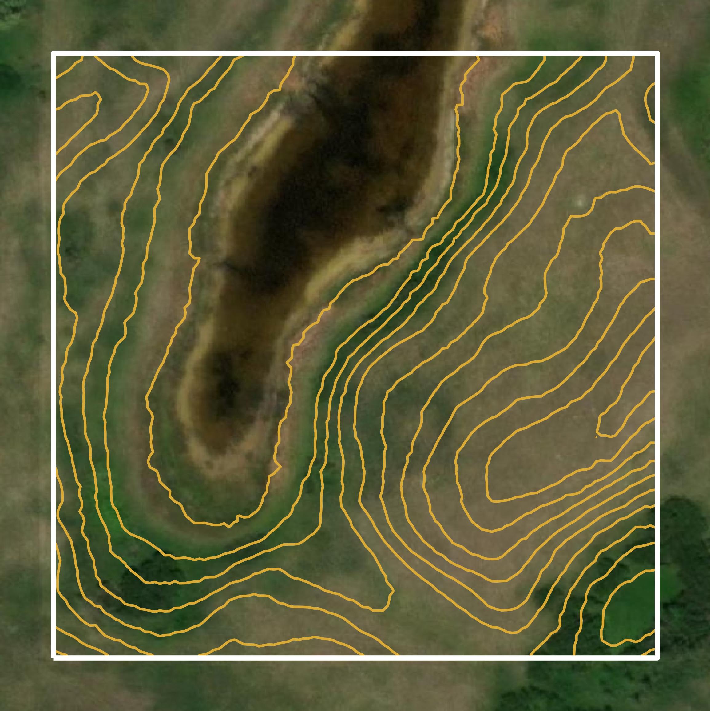 This image shows a contour map in Burke County created using GIS data in Equator.