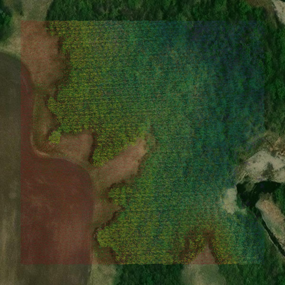 This image shows a LiDAR point cloud in Cavalier County created using GIS data in Equator.