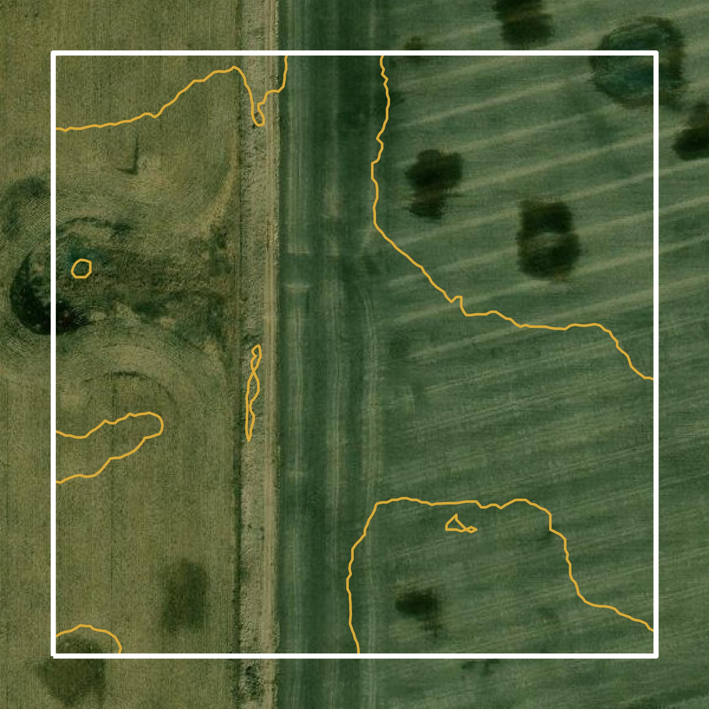 This image shows a contour map in Dickey County created using GIS data in Equator.