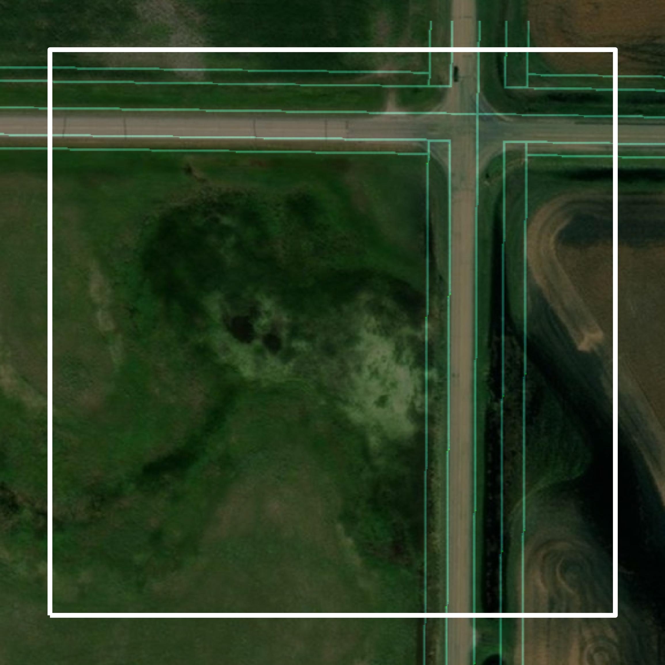 This image shows parcel and building data in Dickey County created using GIS data in Equator.