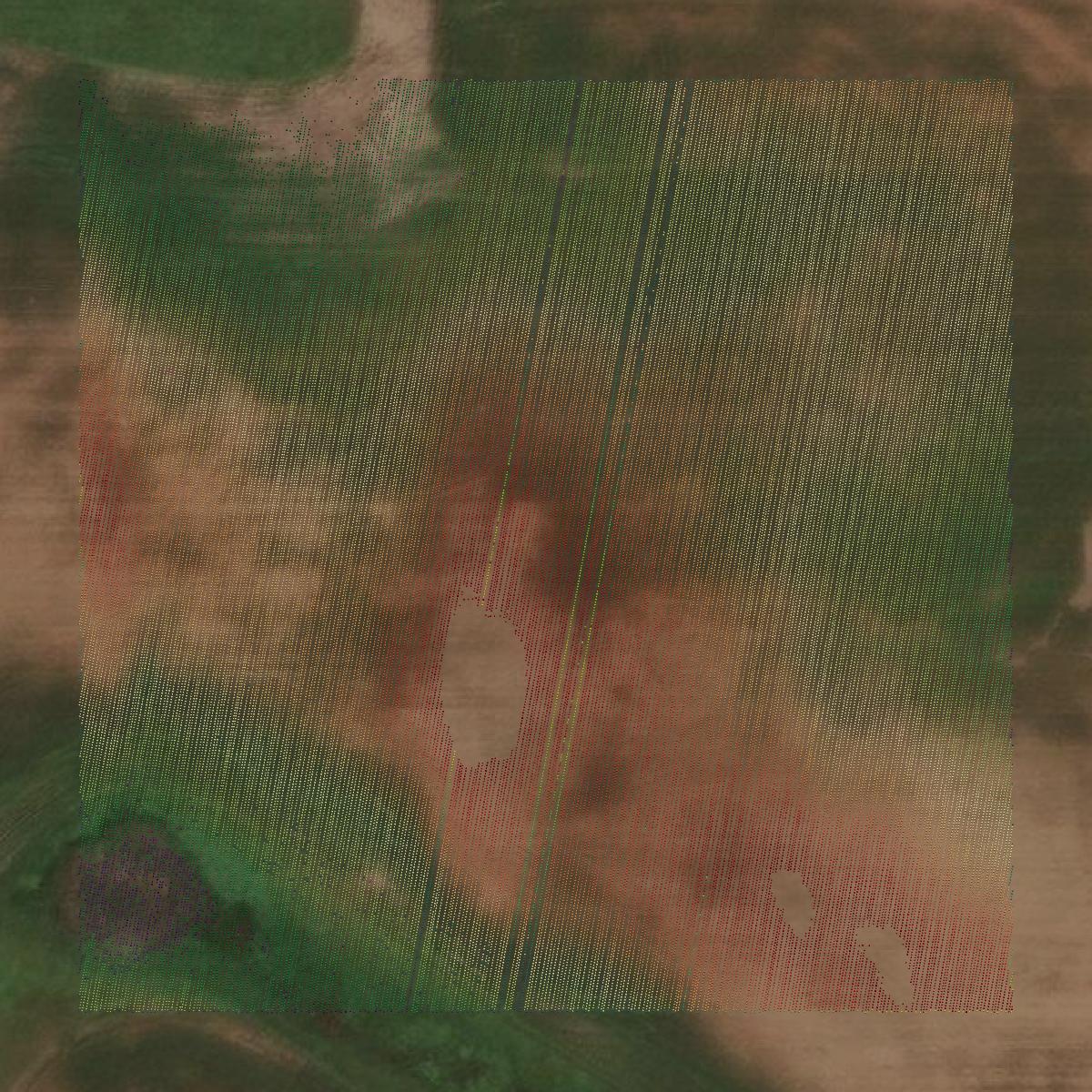 This image shows a LiDAR point cloud in Divide County created using GIS data in Equator.