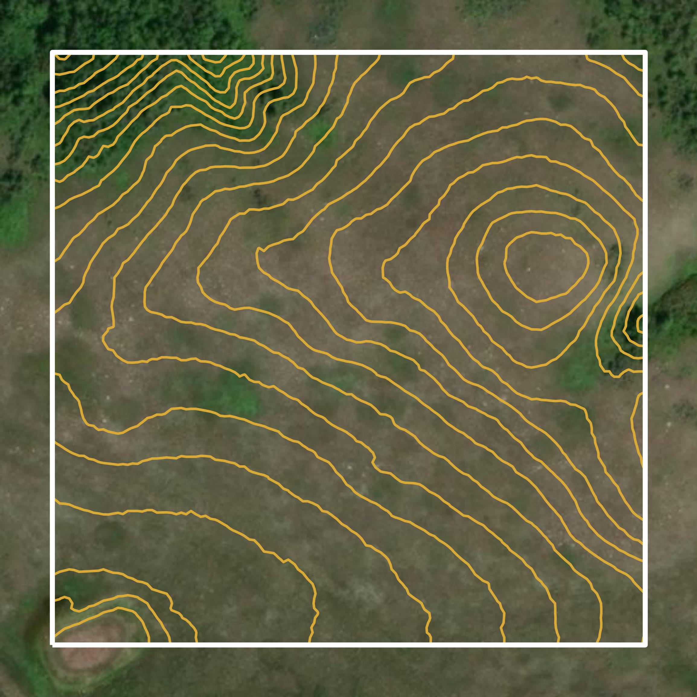 This image shows a contour map in Dunn County created using GIS data in Equator.