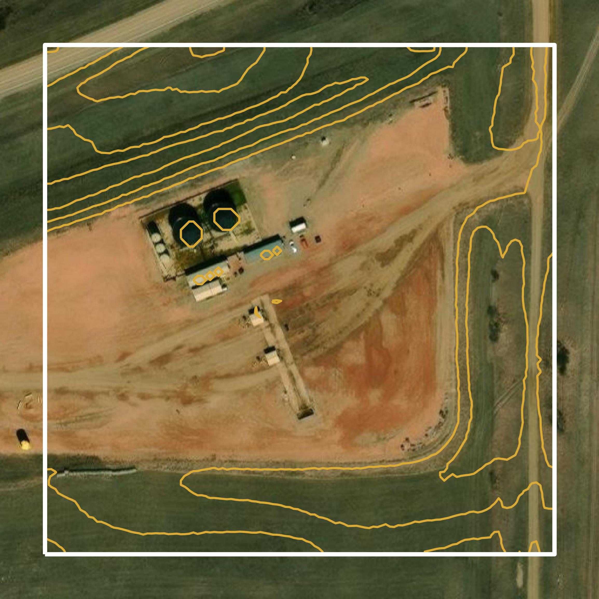 This image shows a contour map in Dunn County created using GIS data in Equator.