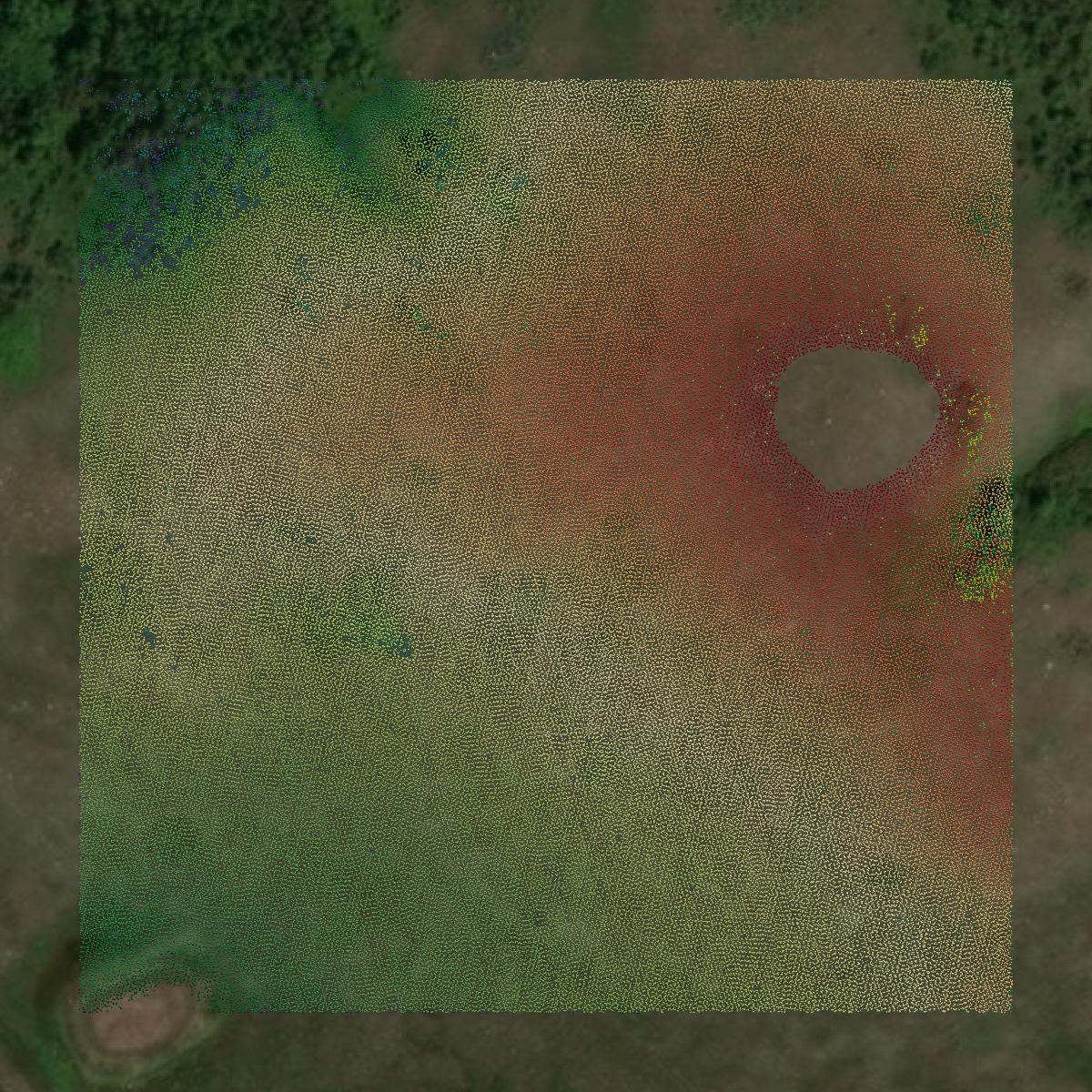 This image shows a LiDAR point cloud in Dunn County created using GIS data in Equator.