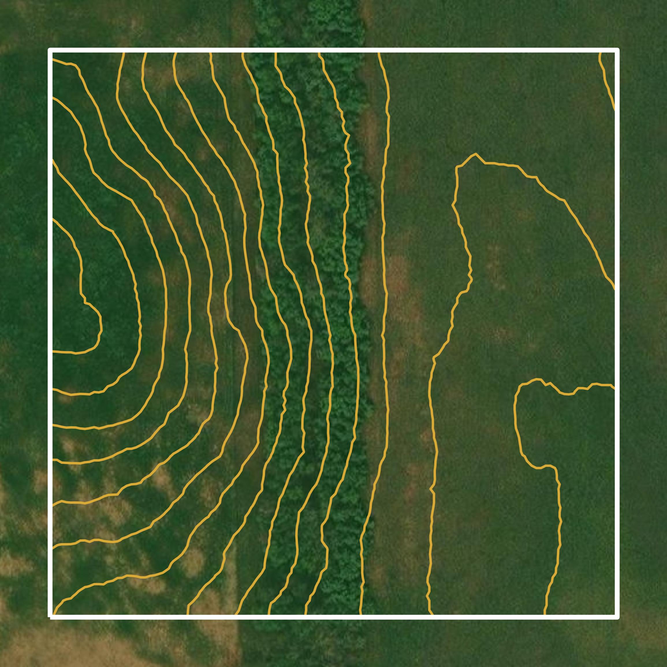 This image shows a contour map in Eddy County created using GIS data in Equator.