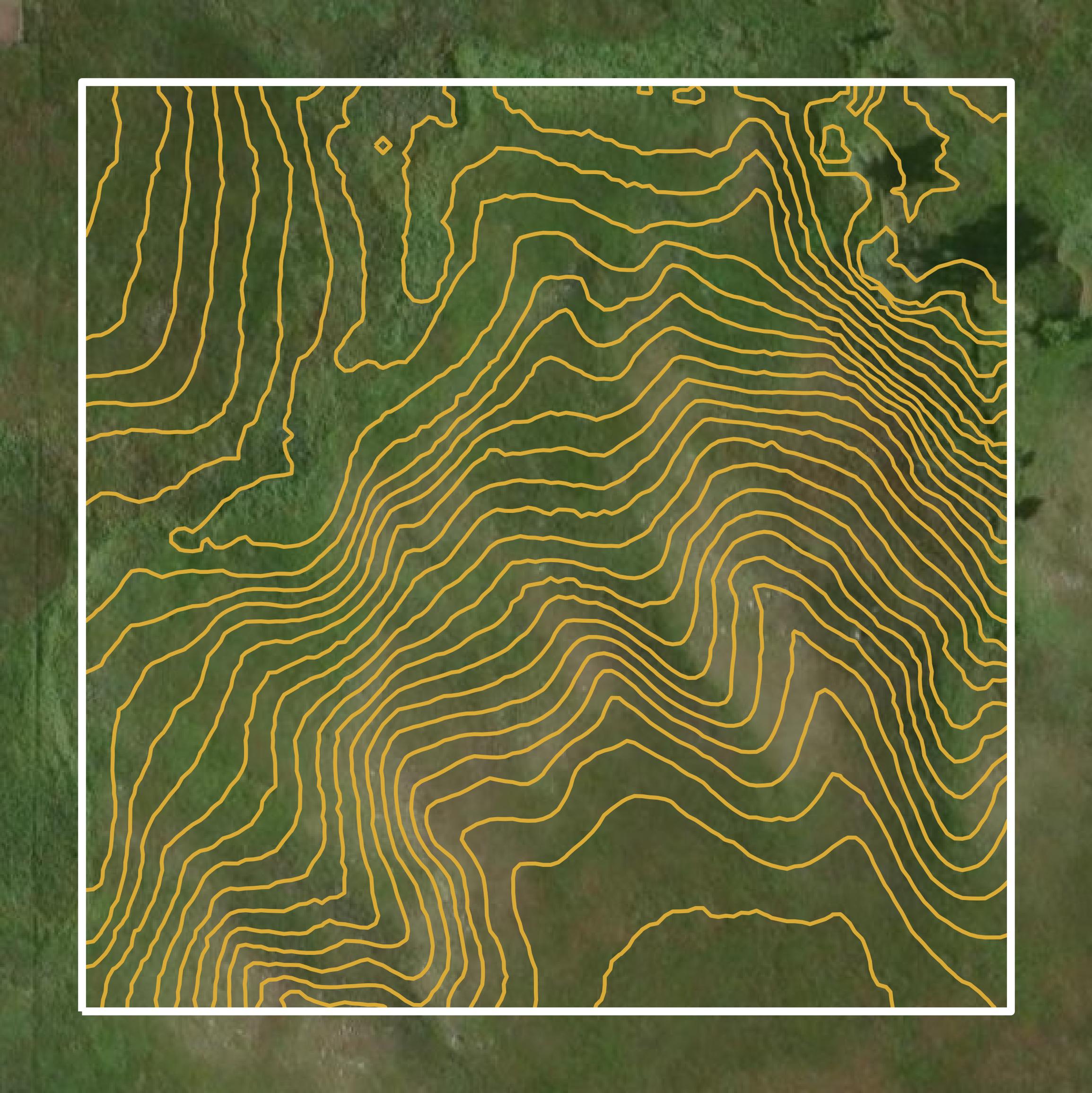 This image shows a contour map in Emmons County created using GIS data in Equator.