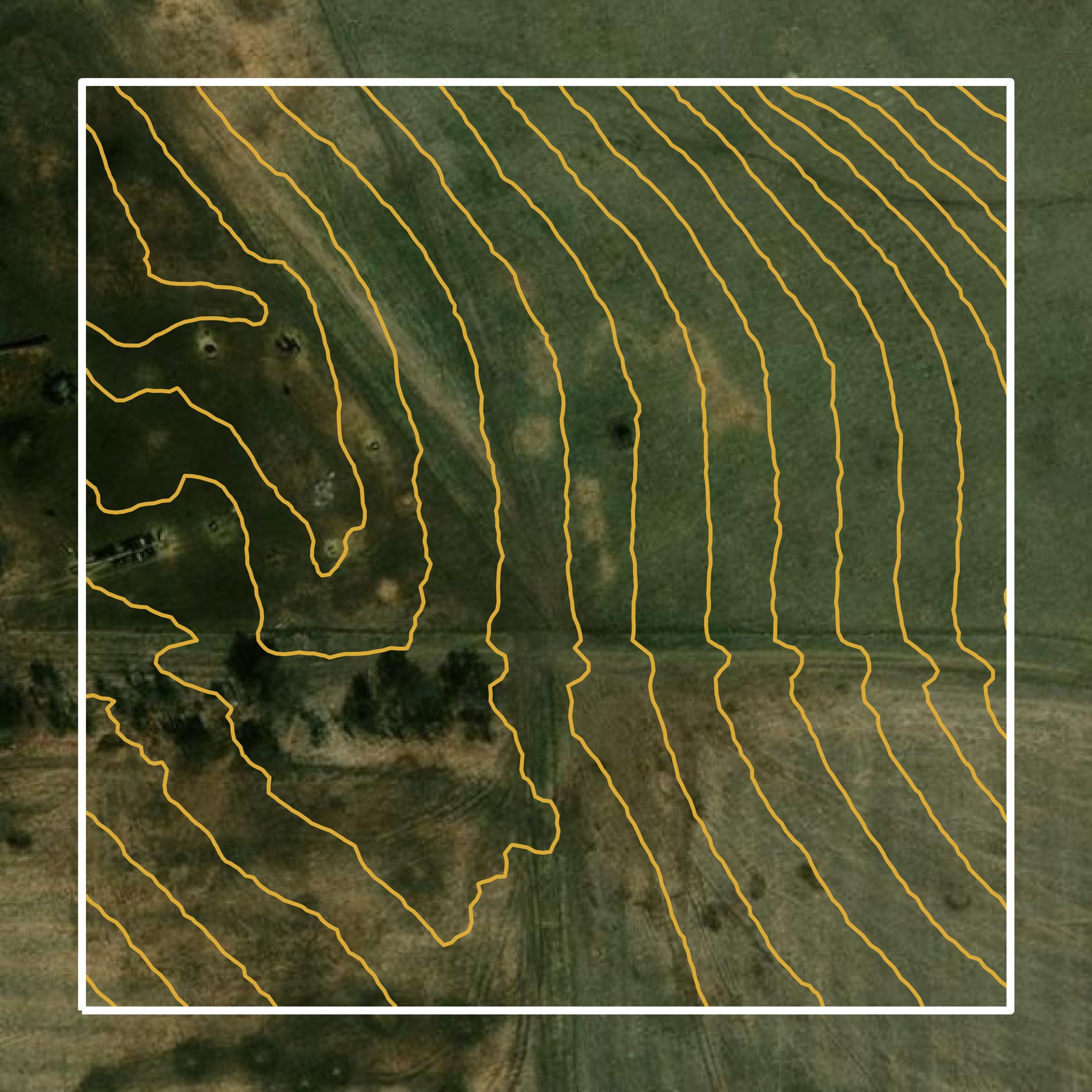 This image shows a contour map in Emmons County created using GIS data in Equator.