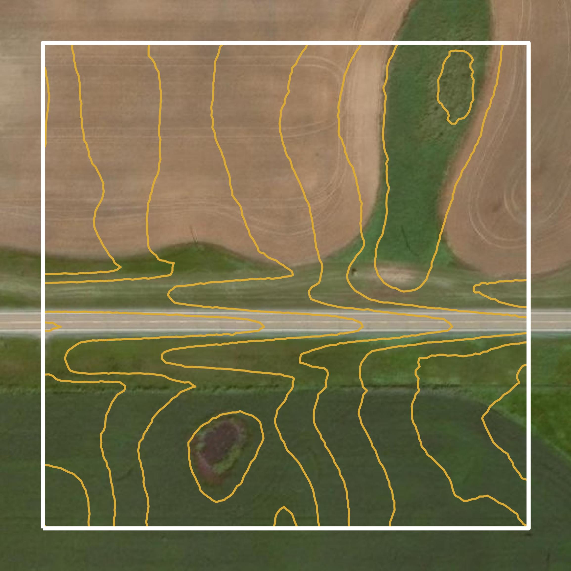 This image shows a contour map in Foster County created using GIS data in Equator.
