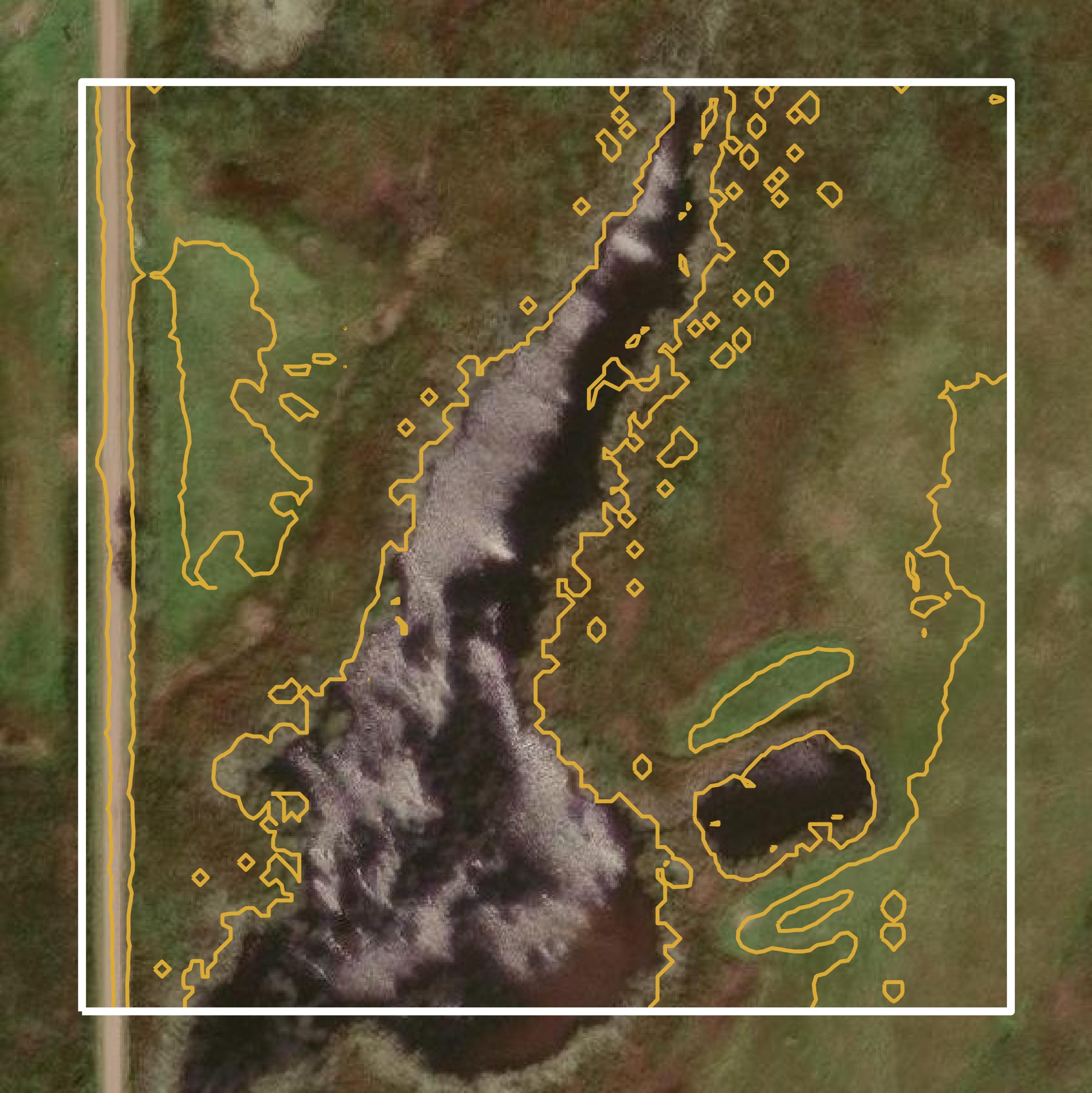 This image shows a contour map in Foster County created using GIS data in Equator.