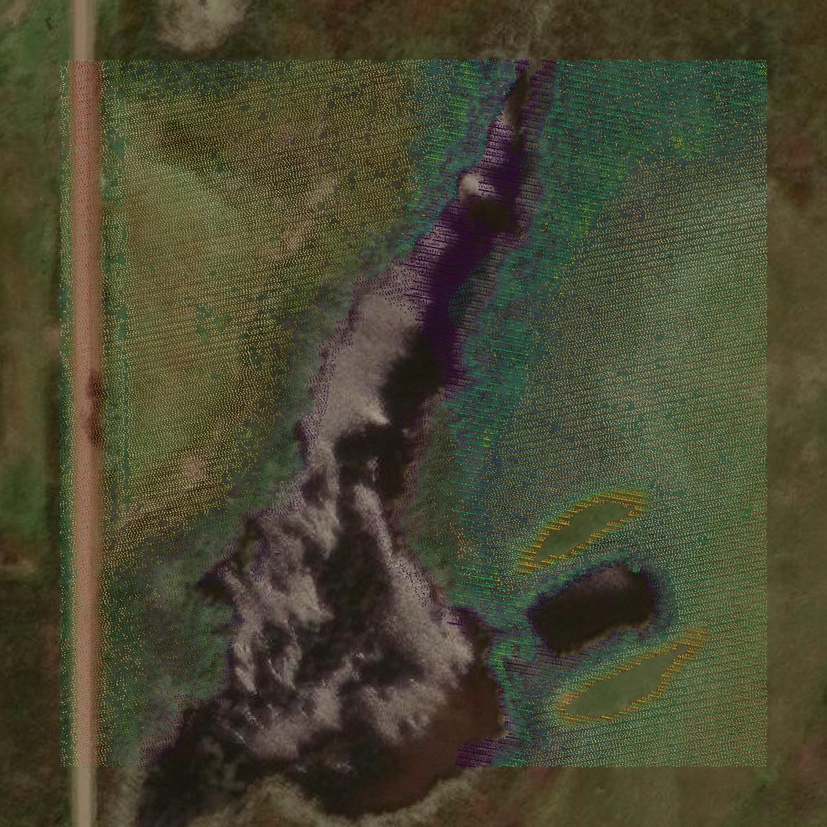 This image shows a LiDAR point cloud in Foster County created using GIS data in Equator.