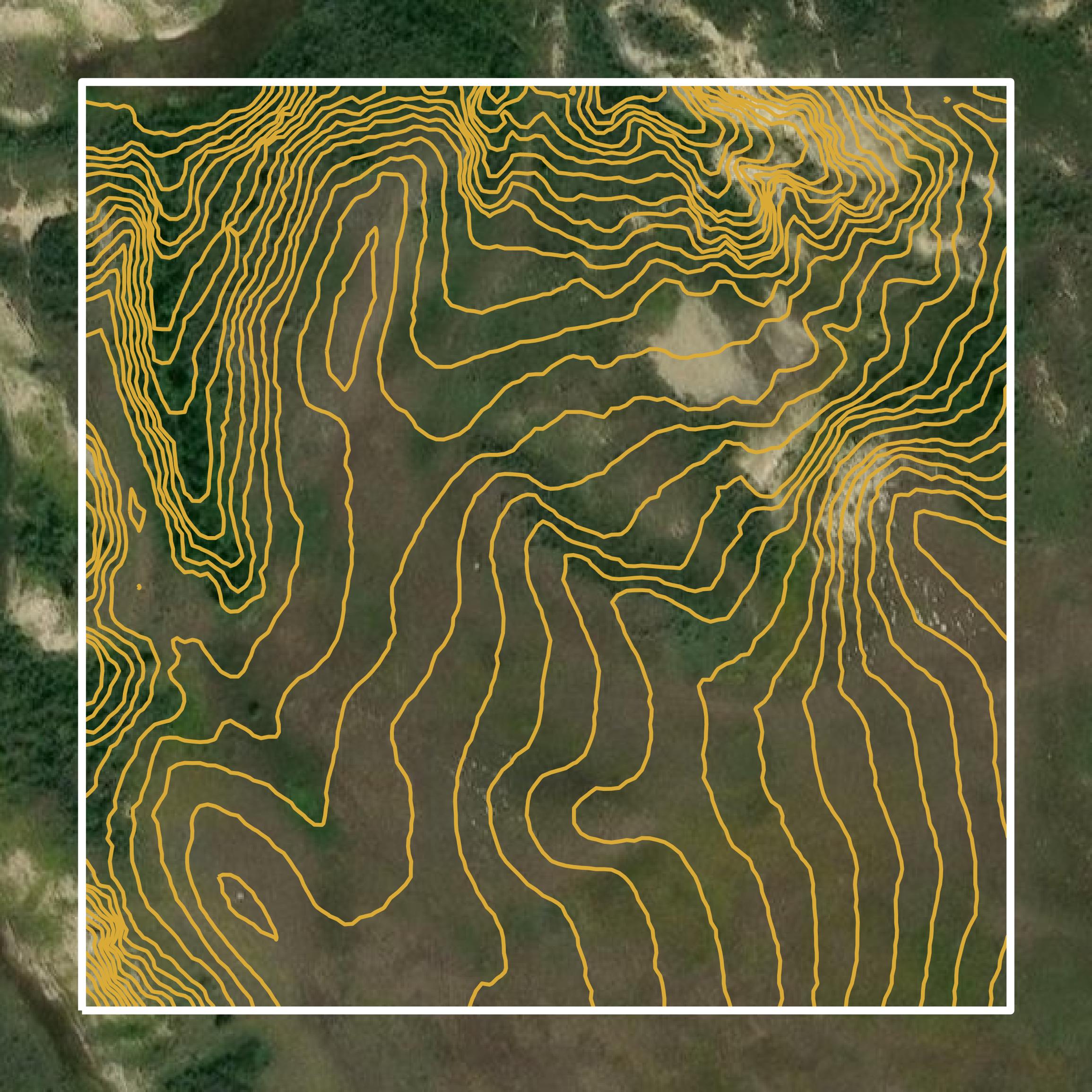 This image shows a contour map in Golden Valley County created using GIS data in Equator.