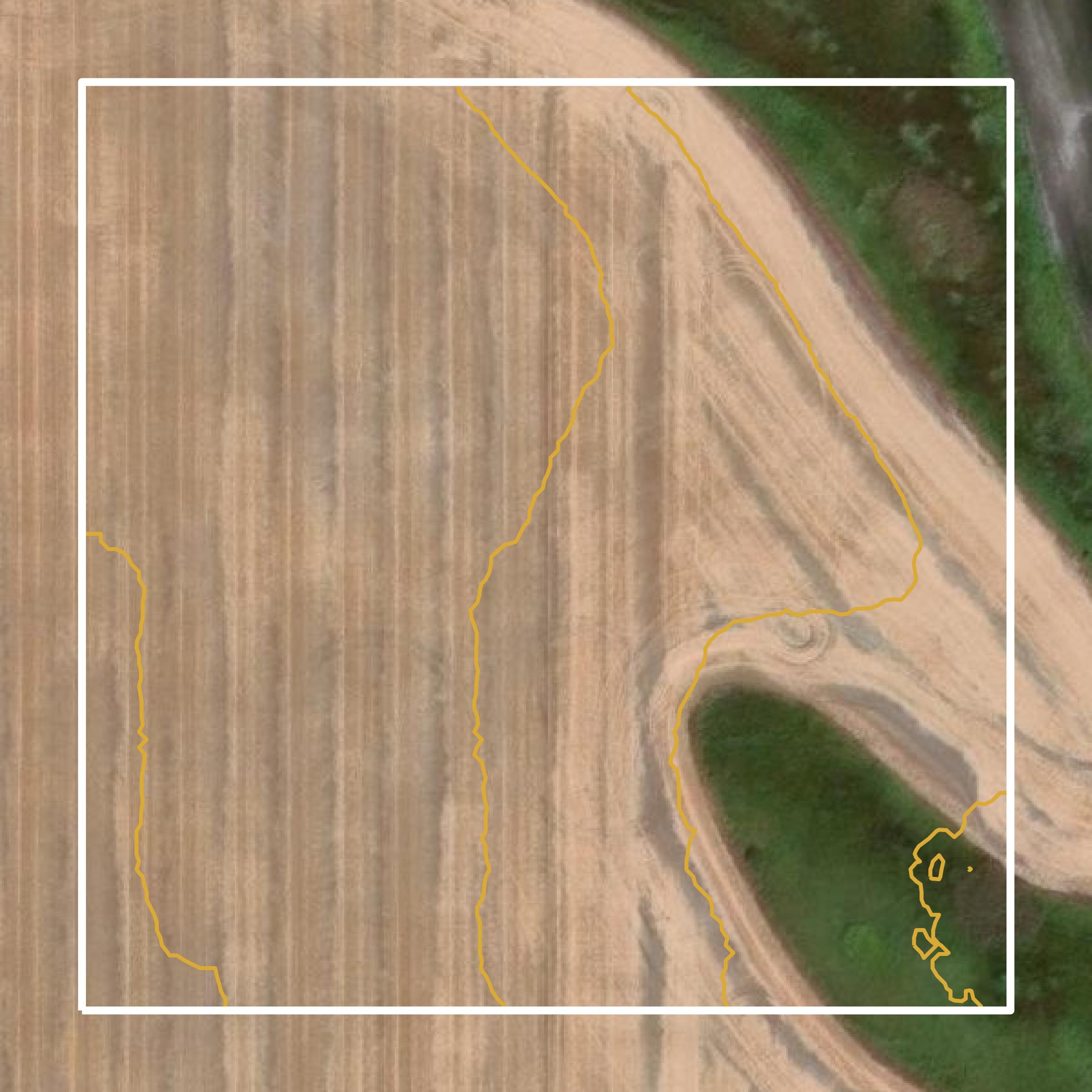 This image shows a contour map in Grand Forks County created using GIS data in Equator.