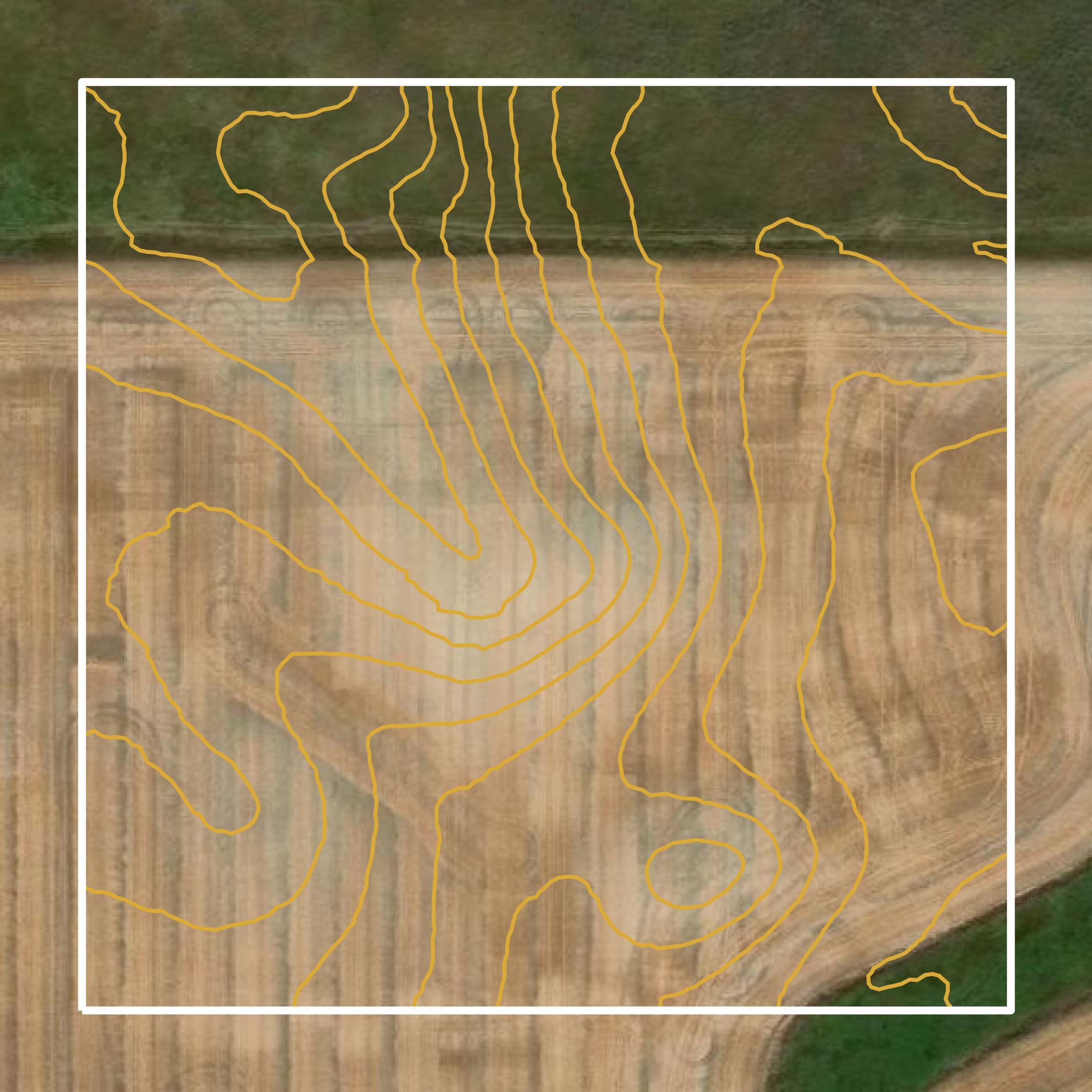This image shows a contour map in Grand Forks County created using GIS data in Equator.