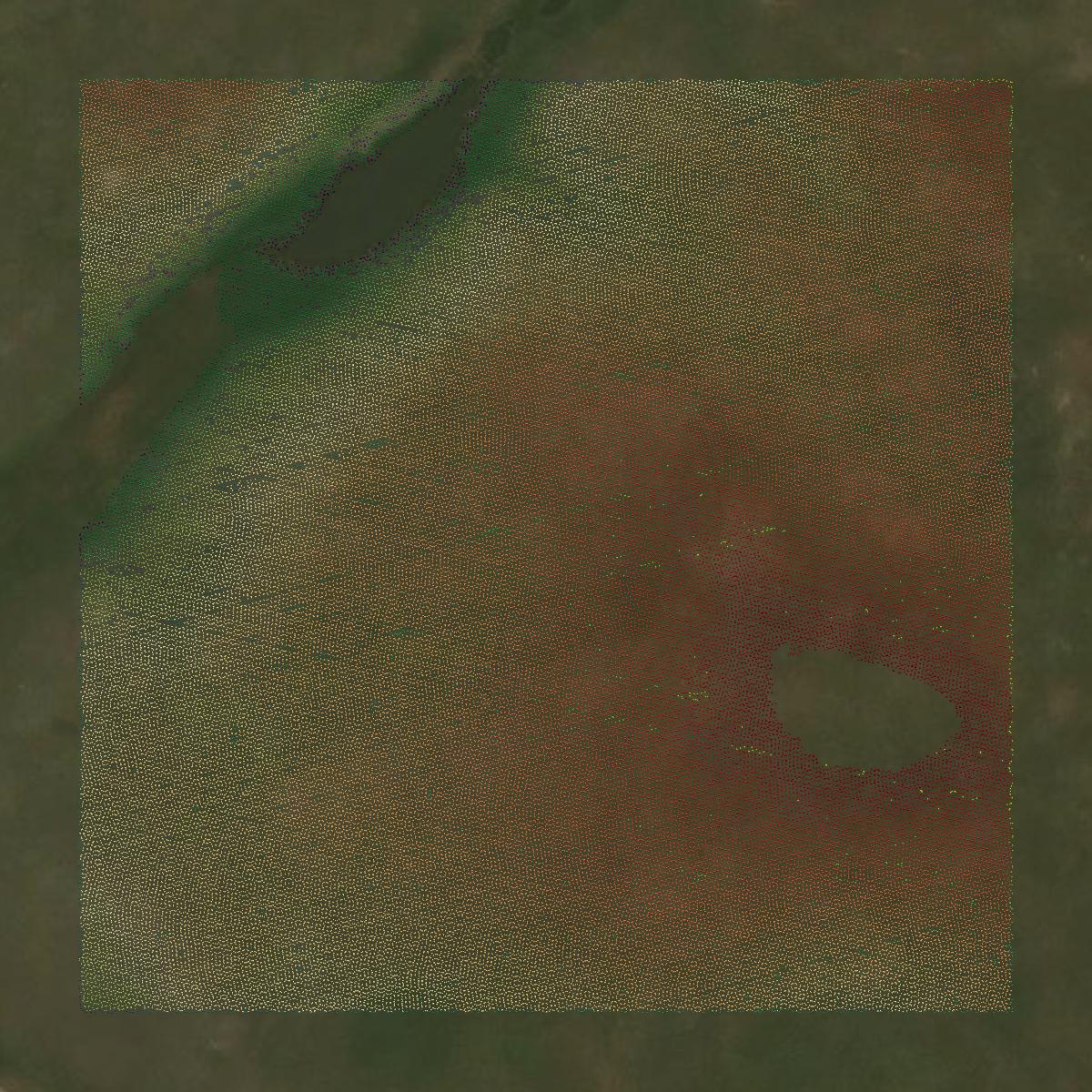 This image shows a LiDAR point cloud in Grant County created using GIS data in Equator.