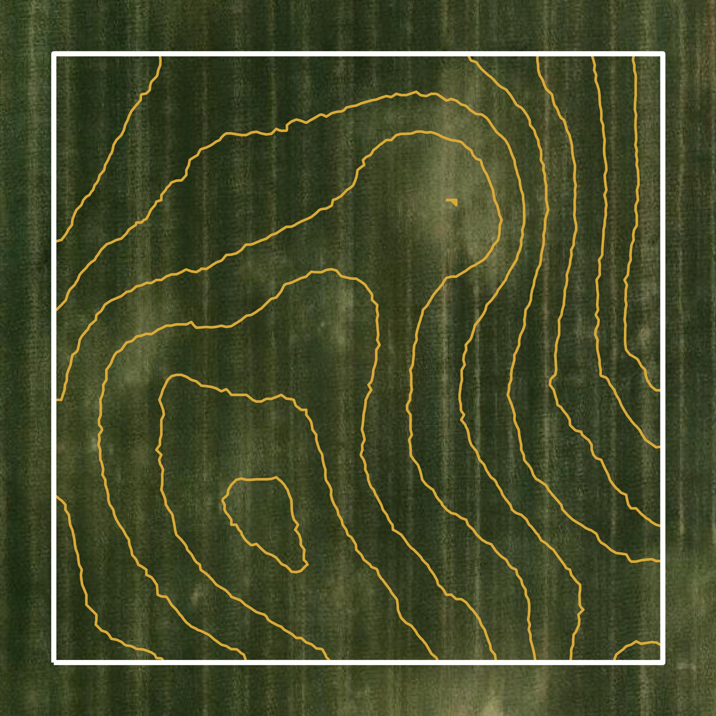 This image shows a contour map in Hettinger County created using GIS data in Equator.