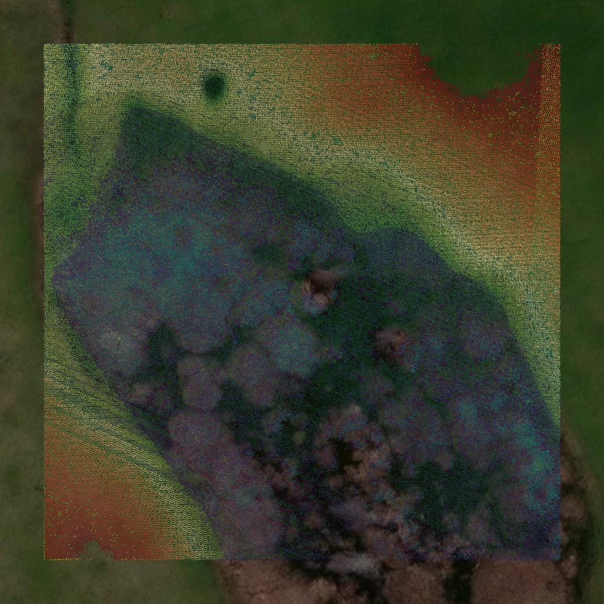 This image shows a LiDAR point cloud in Kidder County created using GIS data in Equator.