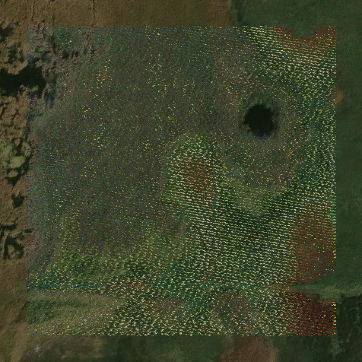 This image shows a LiDAR point cloud in LaMoure County created using GIS data in Equator.