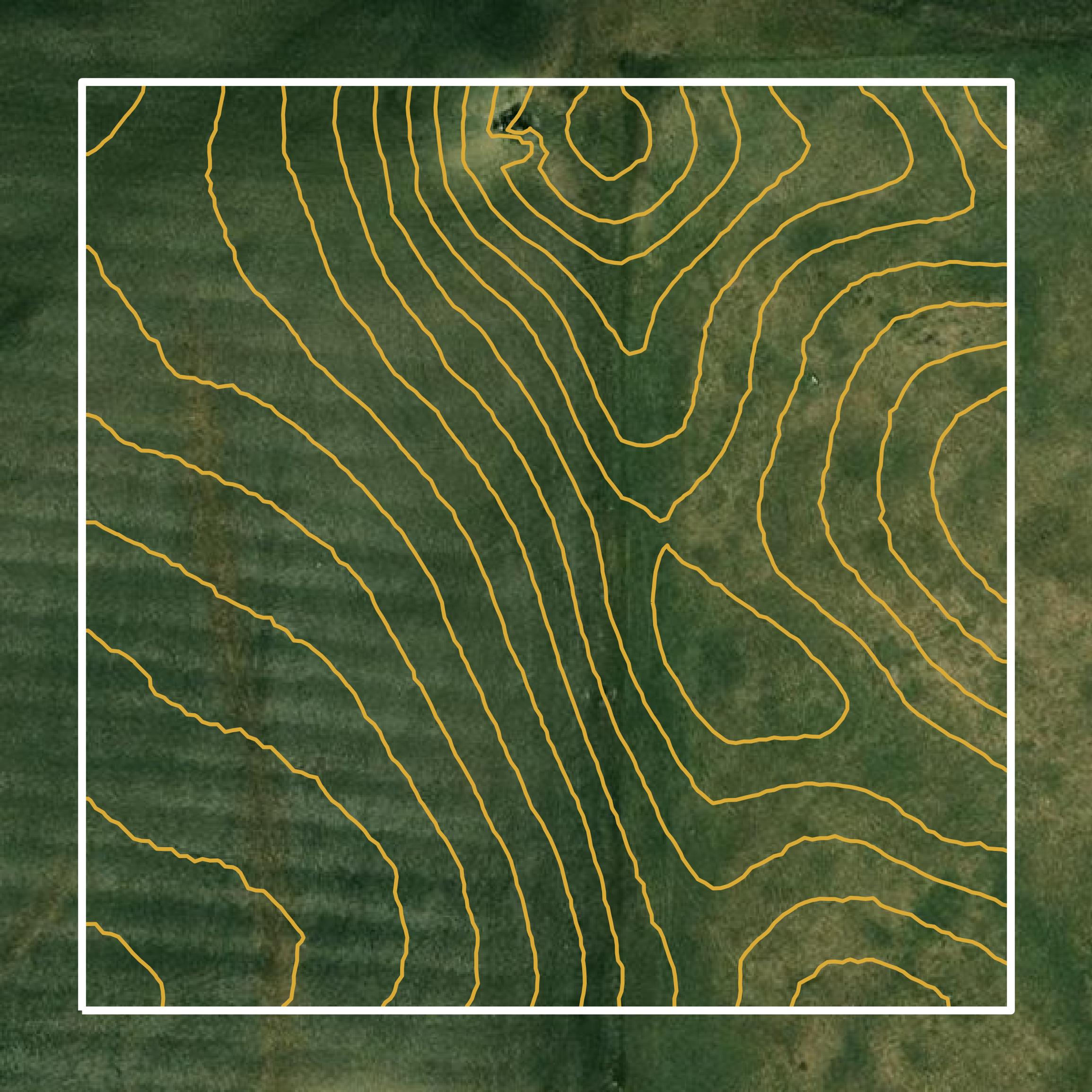 This image shows a contour map in Logan County created using GIS data in Equator.