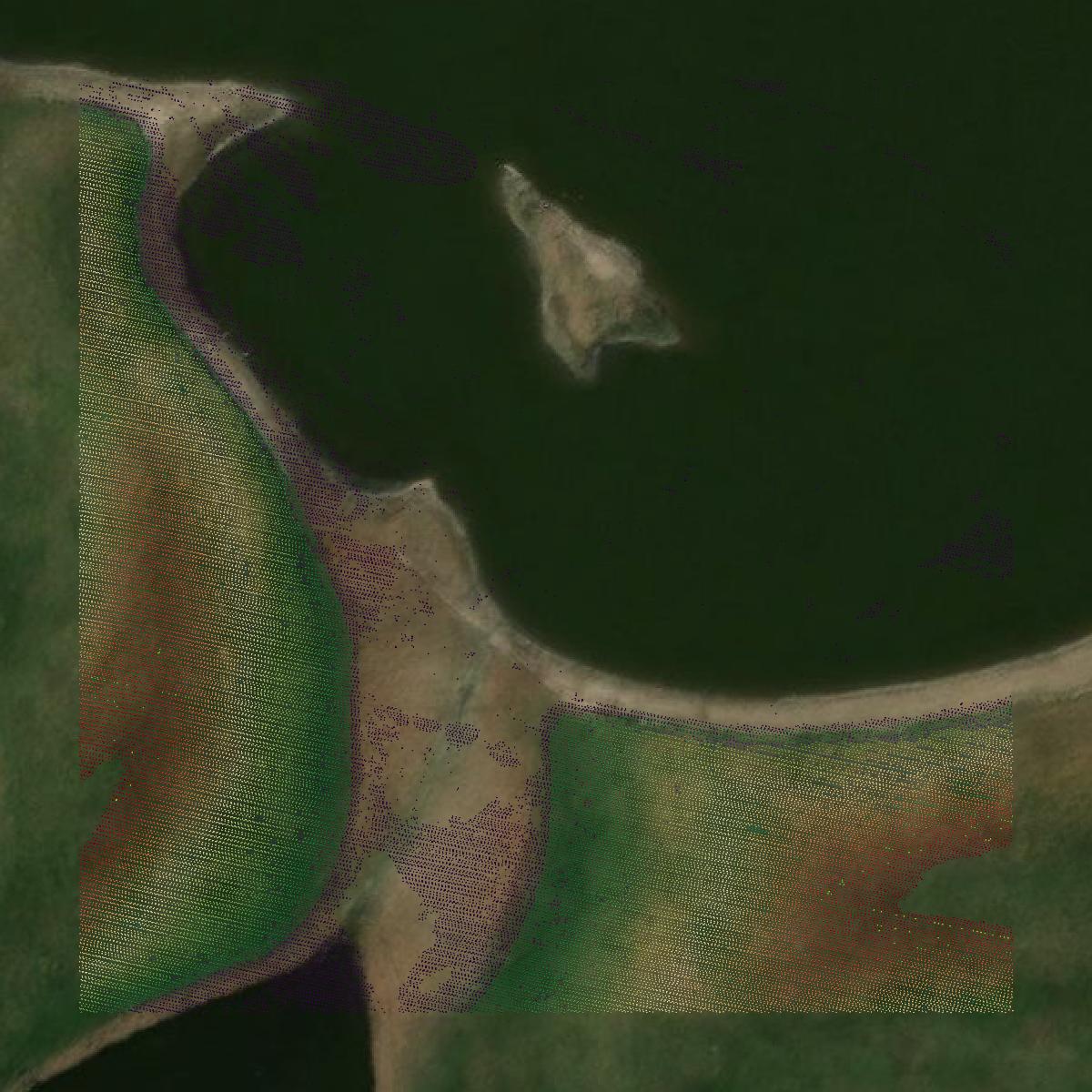 This image shows a LiDAR point cloud in Logan County created using GIS data in Equator.