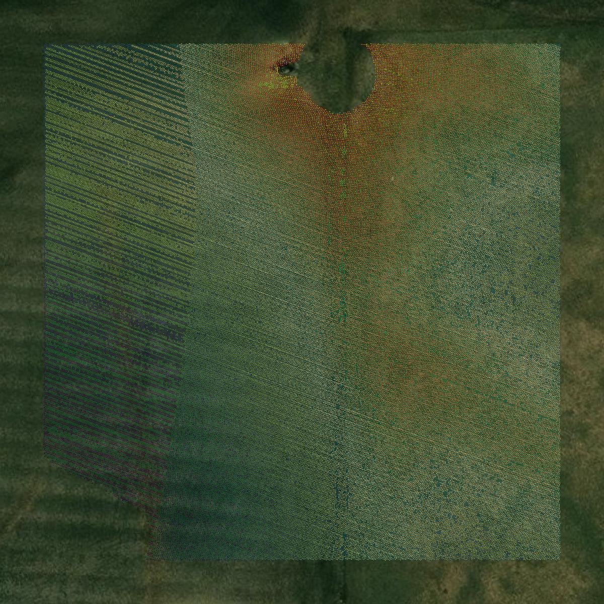 This image shows a LiDAR point cloud in Logan County created using GIS data in Equator.