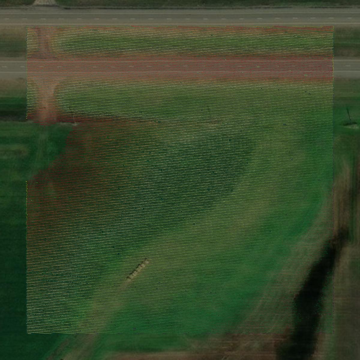 This image shows a LiDAR point cloud in McHenry County created using GIS data in Equator.