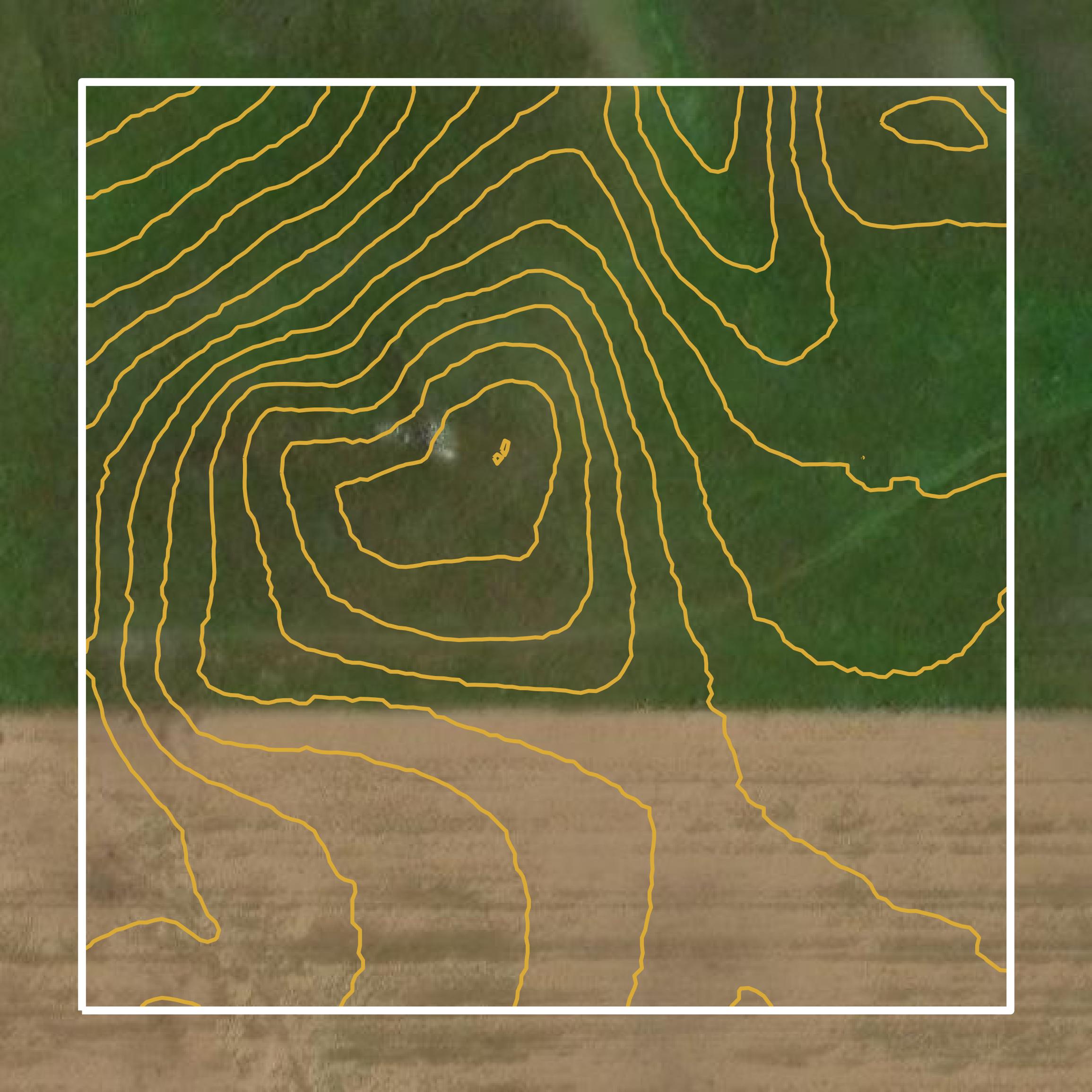 This image shows a contour map in McIntosh County created using GIS data in Equator.