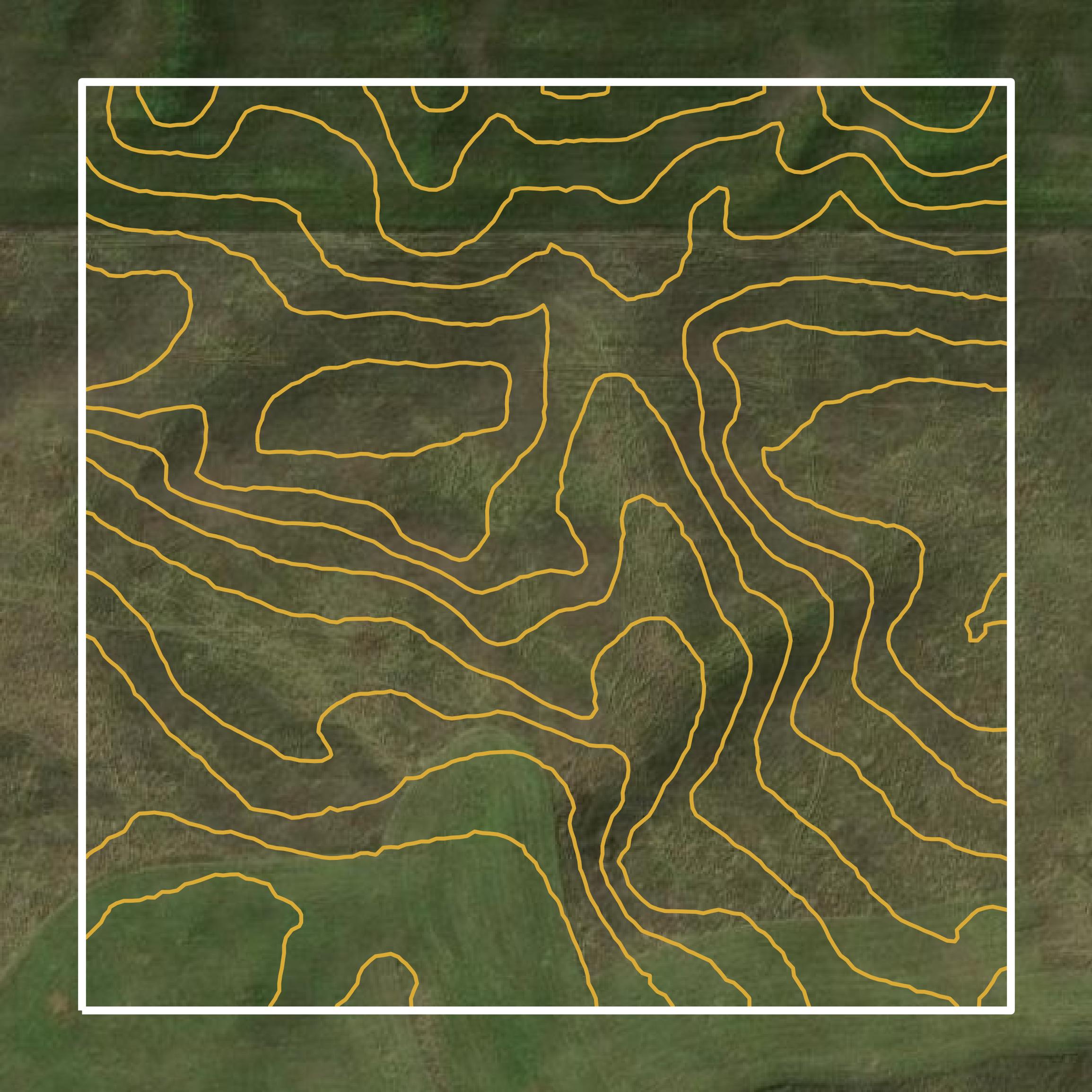 This image shows a contour map in McIntosh County created using GIS data in Equator.