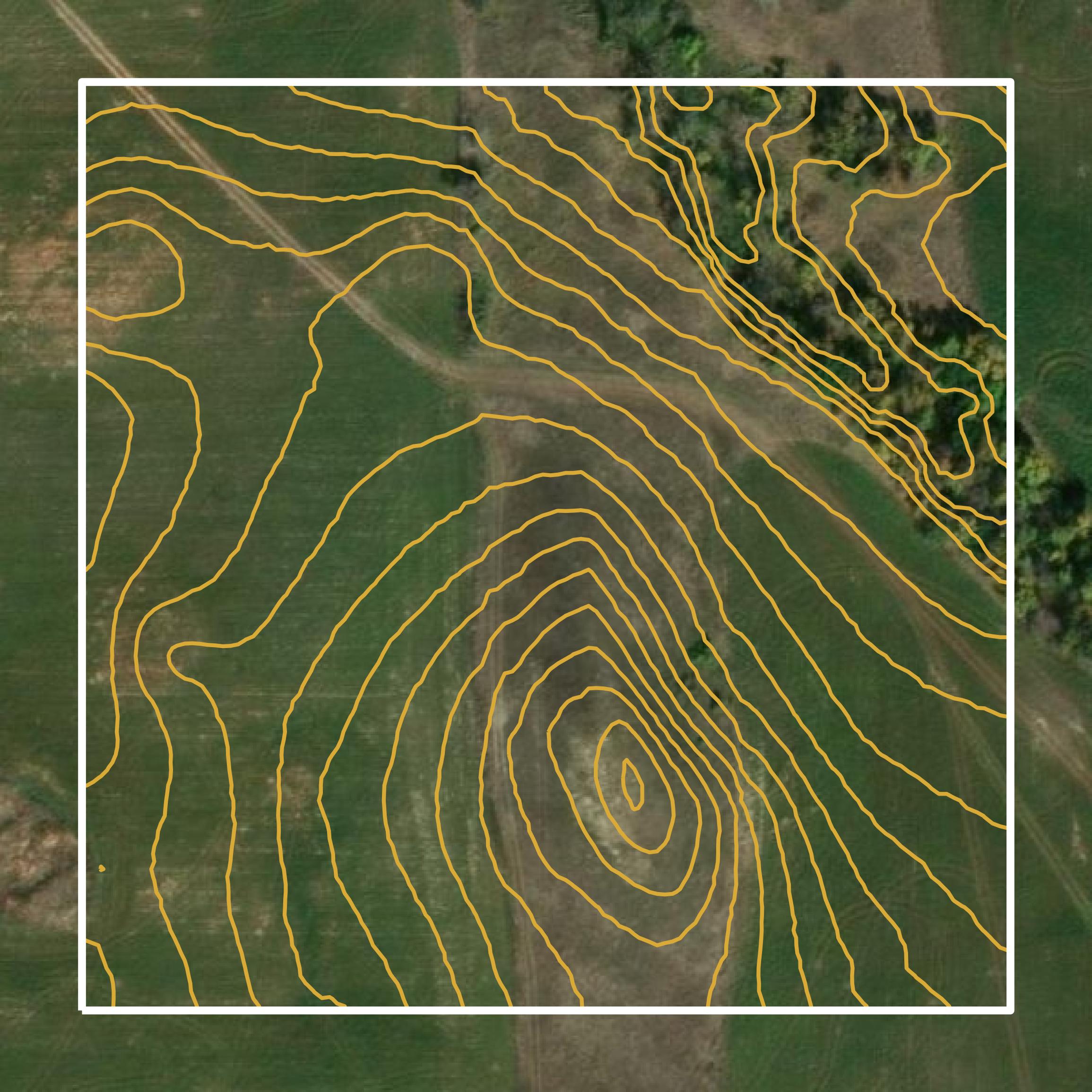 This image shows a contour map in McKenzie County created using GIS data in Equator.