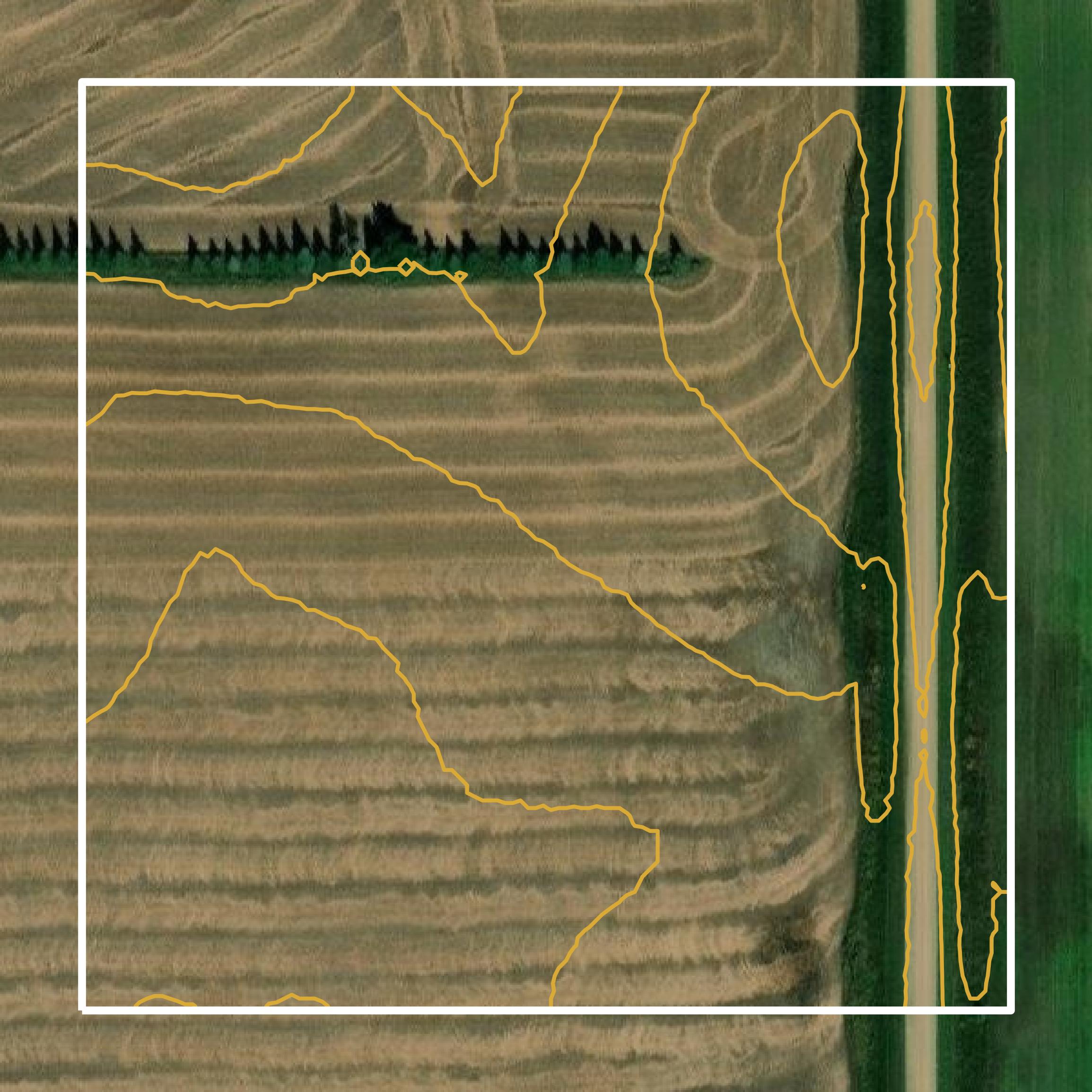This image shows a contour map in McLean County created using GIS data in Equator.