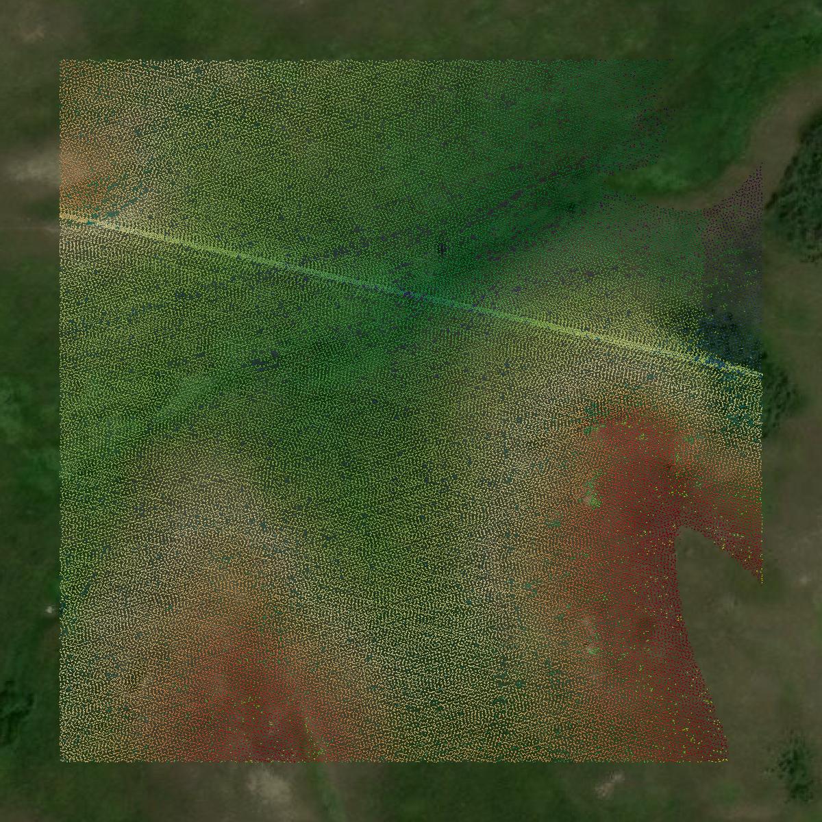 This image shows a LiDAR point cloud in Morton County created using GIS data in Equator.
