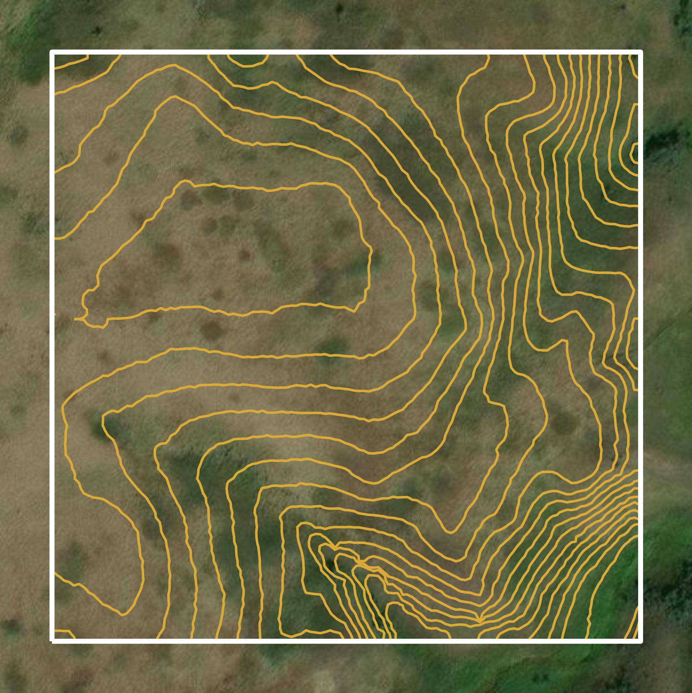 This image shows a contour map in Oliver County created using GIS data in Equator.