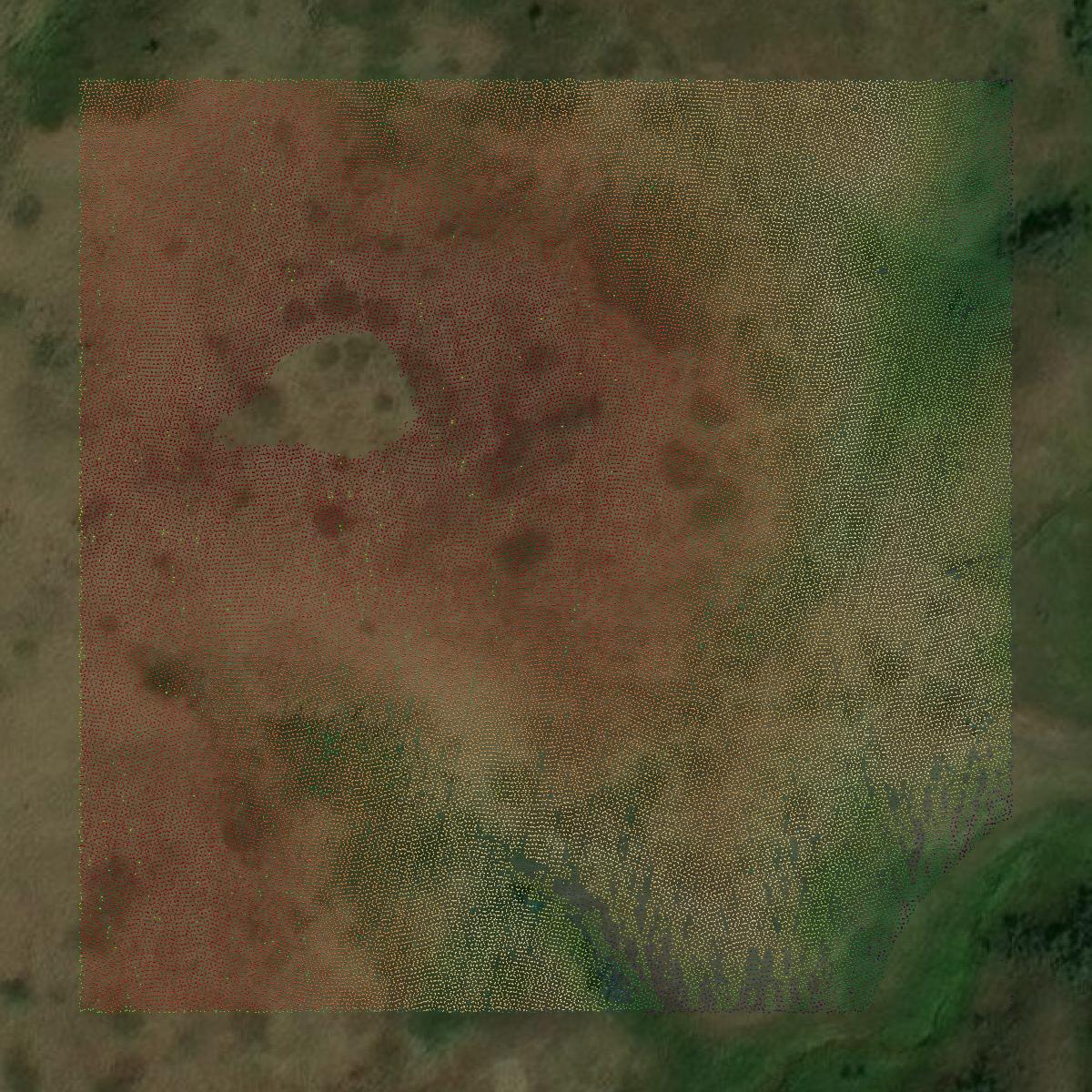 This image shows a LiDAR point cloud in Oliver County created using GIS data in Equator.