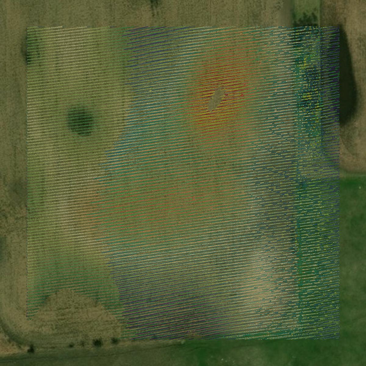 This image shows a LiDAR point cloud in Ransom County created using GIS data in Equator.