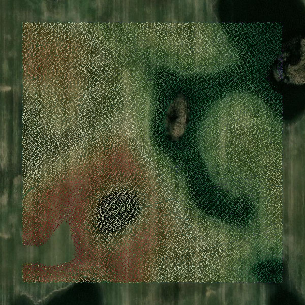 This image shows a LiDAR point cloud in Renville County created using GIS data in Equator.