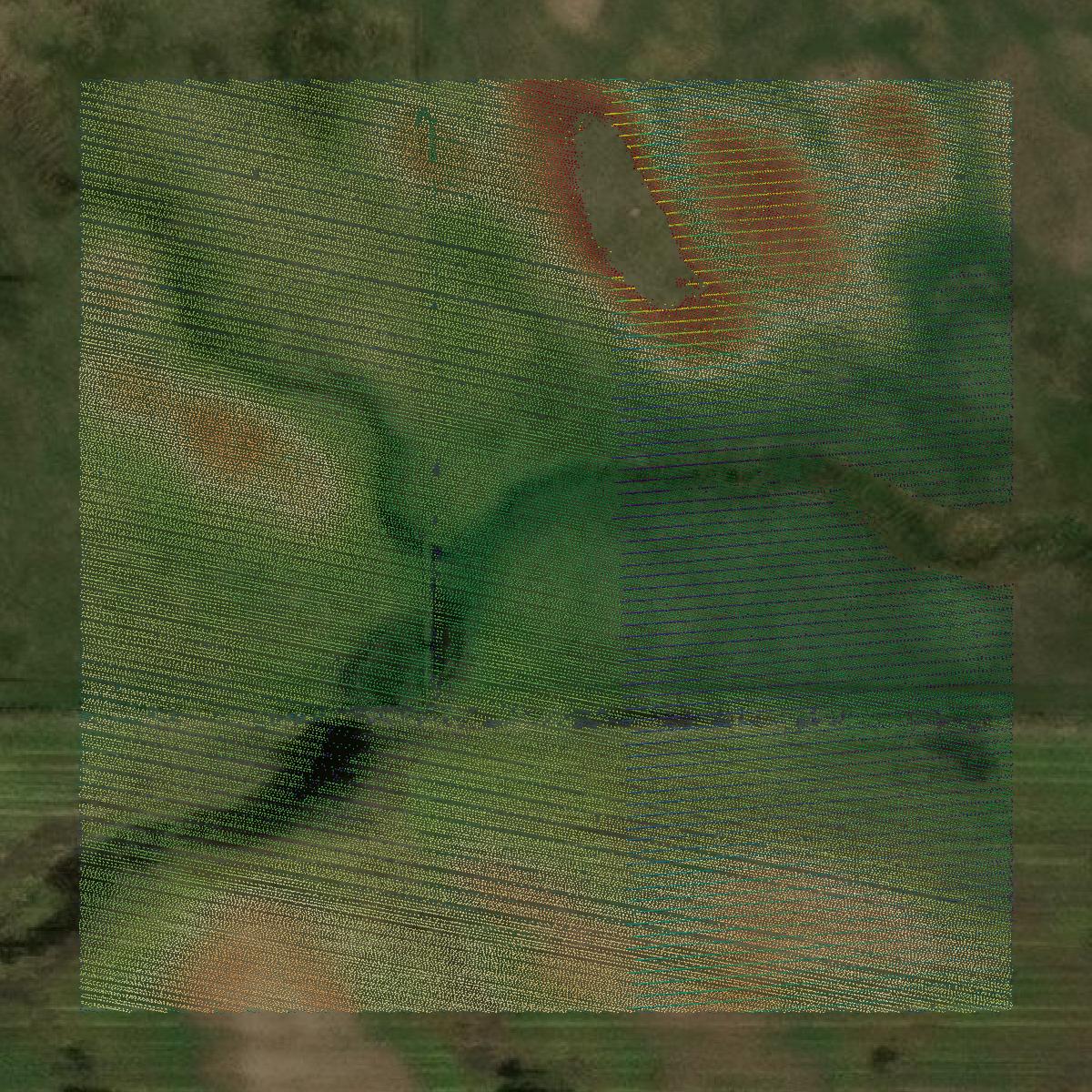 This image shows a LiDAR point cloud in Richland County created using GIS data in Equator.