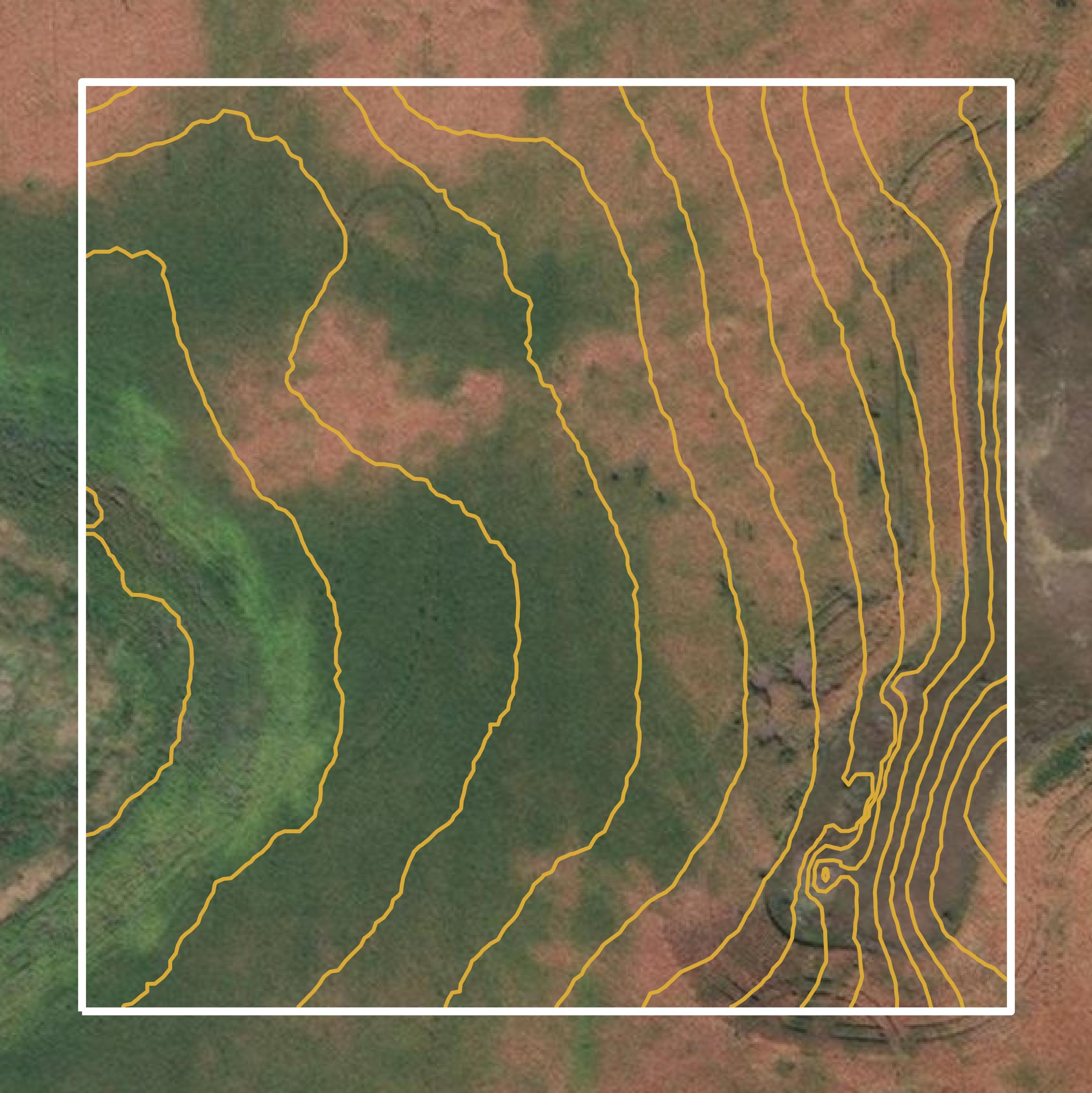 This image shows a contour map in Sargent County created using GIS data in Equator.
